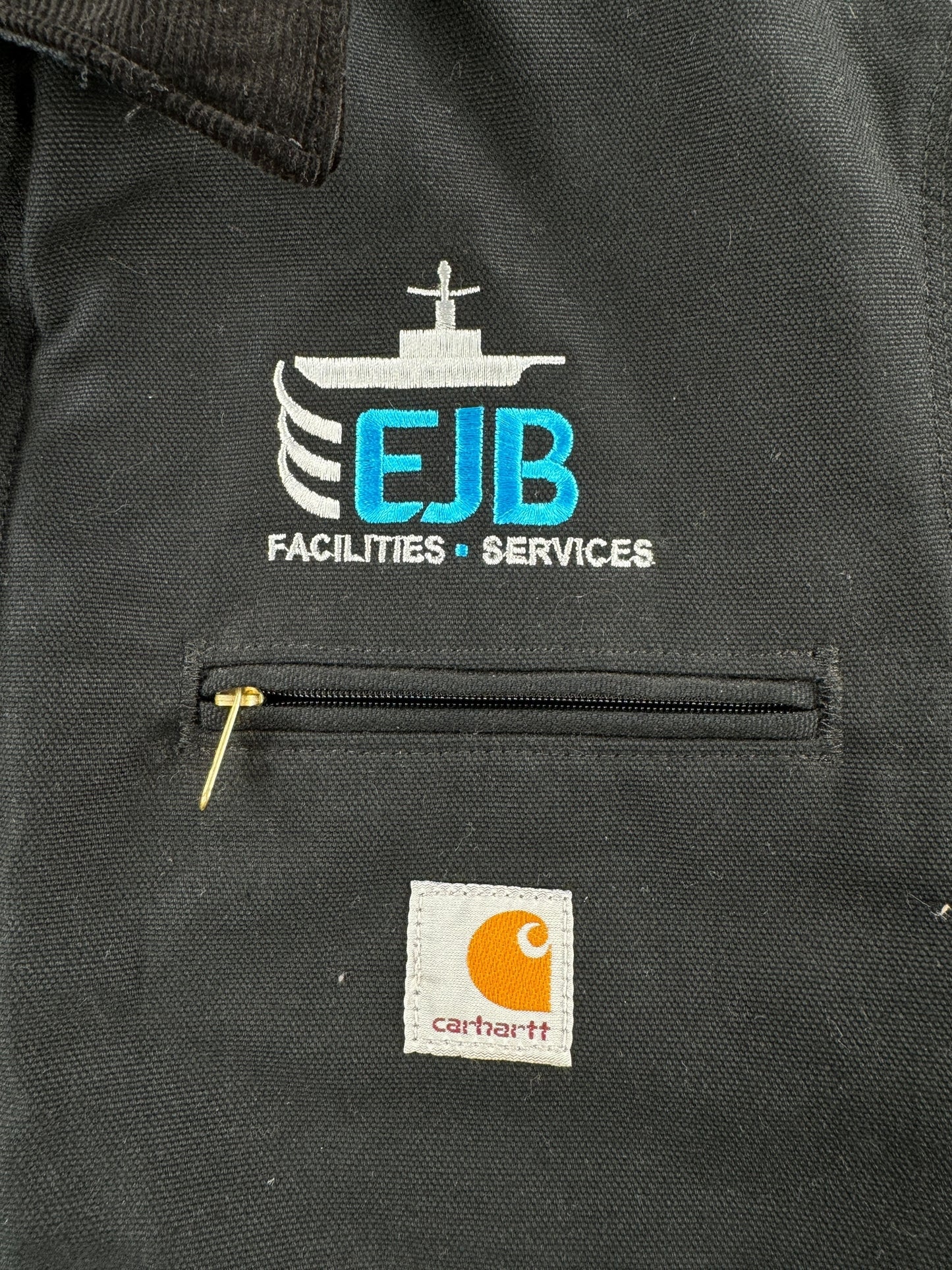 Embroidery on Crispy Black EJB Carhartt Detroit Jacket SZ S