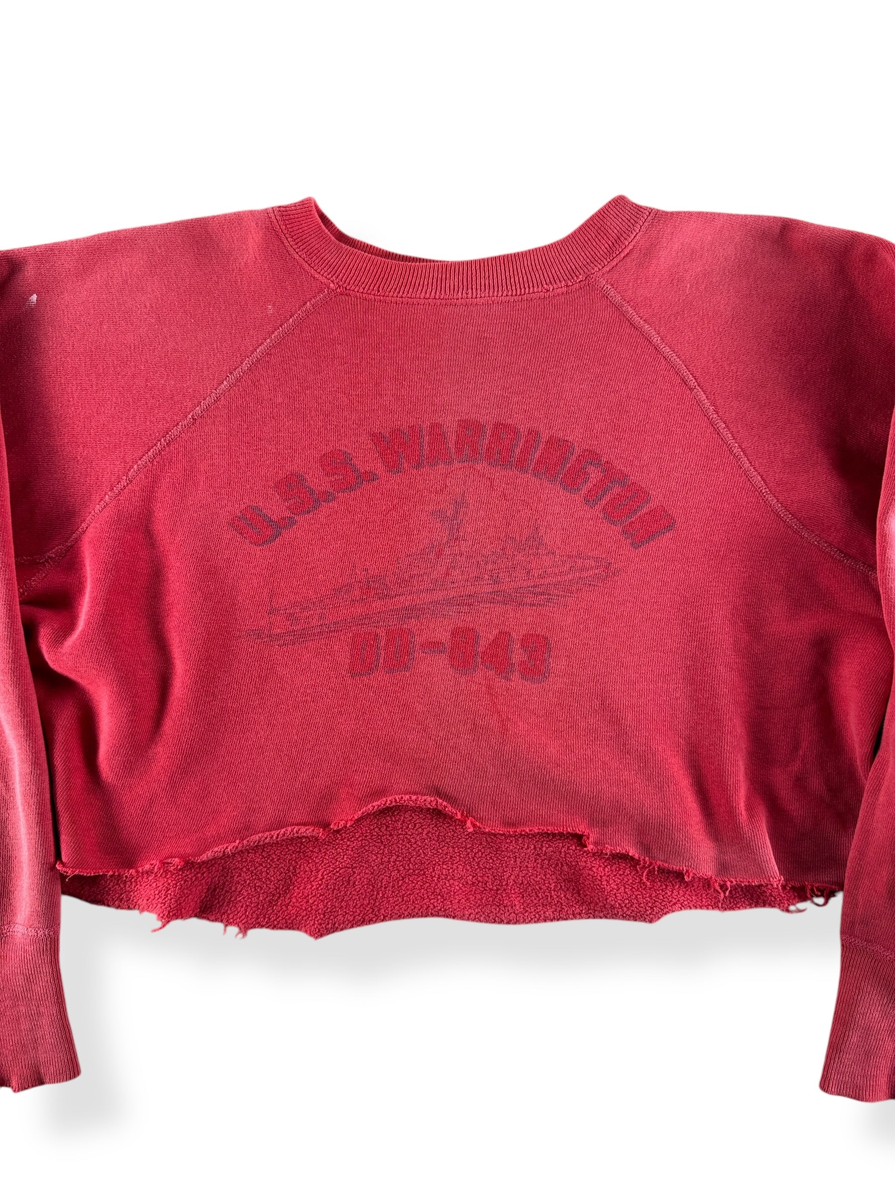 Front Close Up of Vintage USS Warrington Chopper Sweatshirt SZ L
