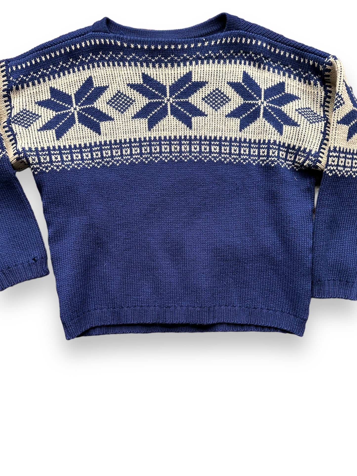 Front Detail View of Vintage Sporthaus Schuster Ski Sweater | Barn Owl Vintage Seattle | Vintage Ski Sweater Seattle