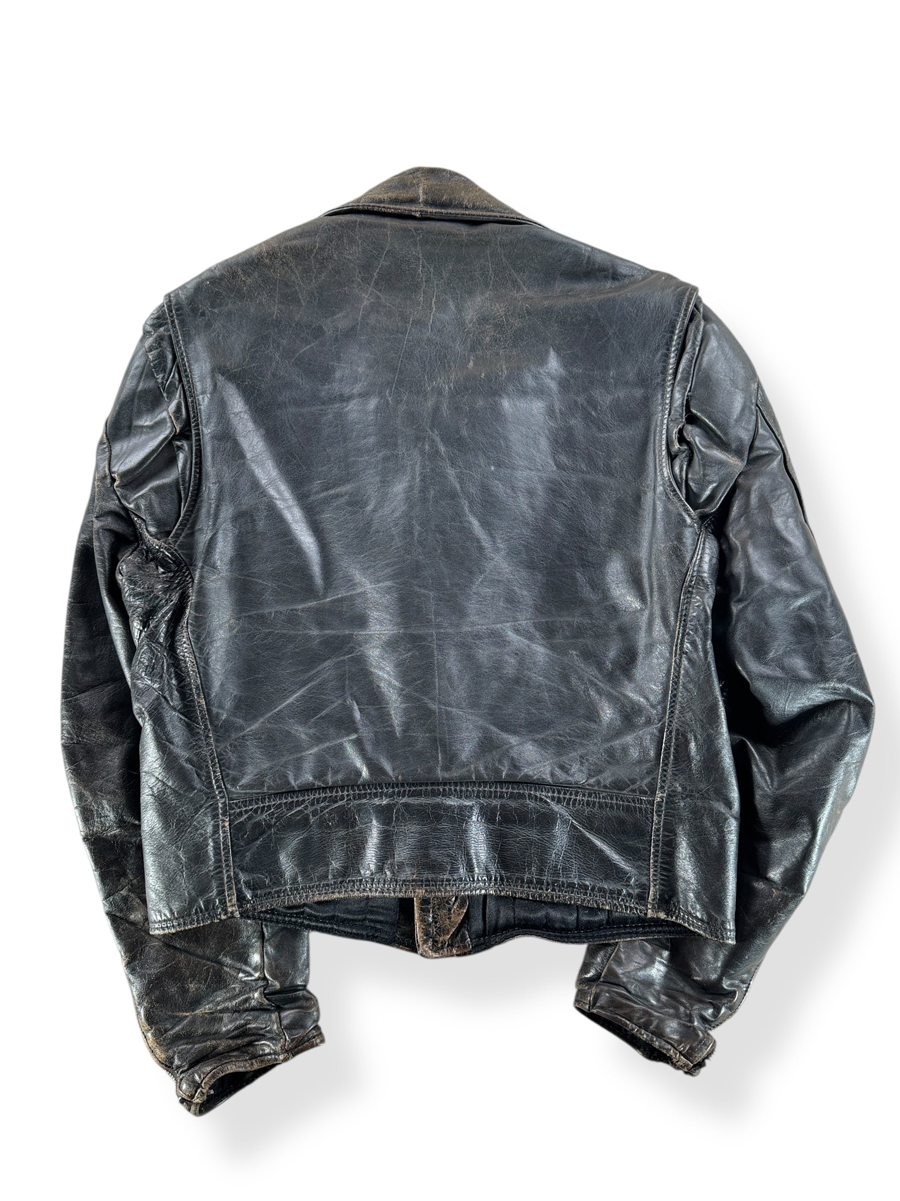 Back of Vintage 60's Era Biker Leather Jacket SZ M