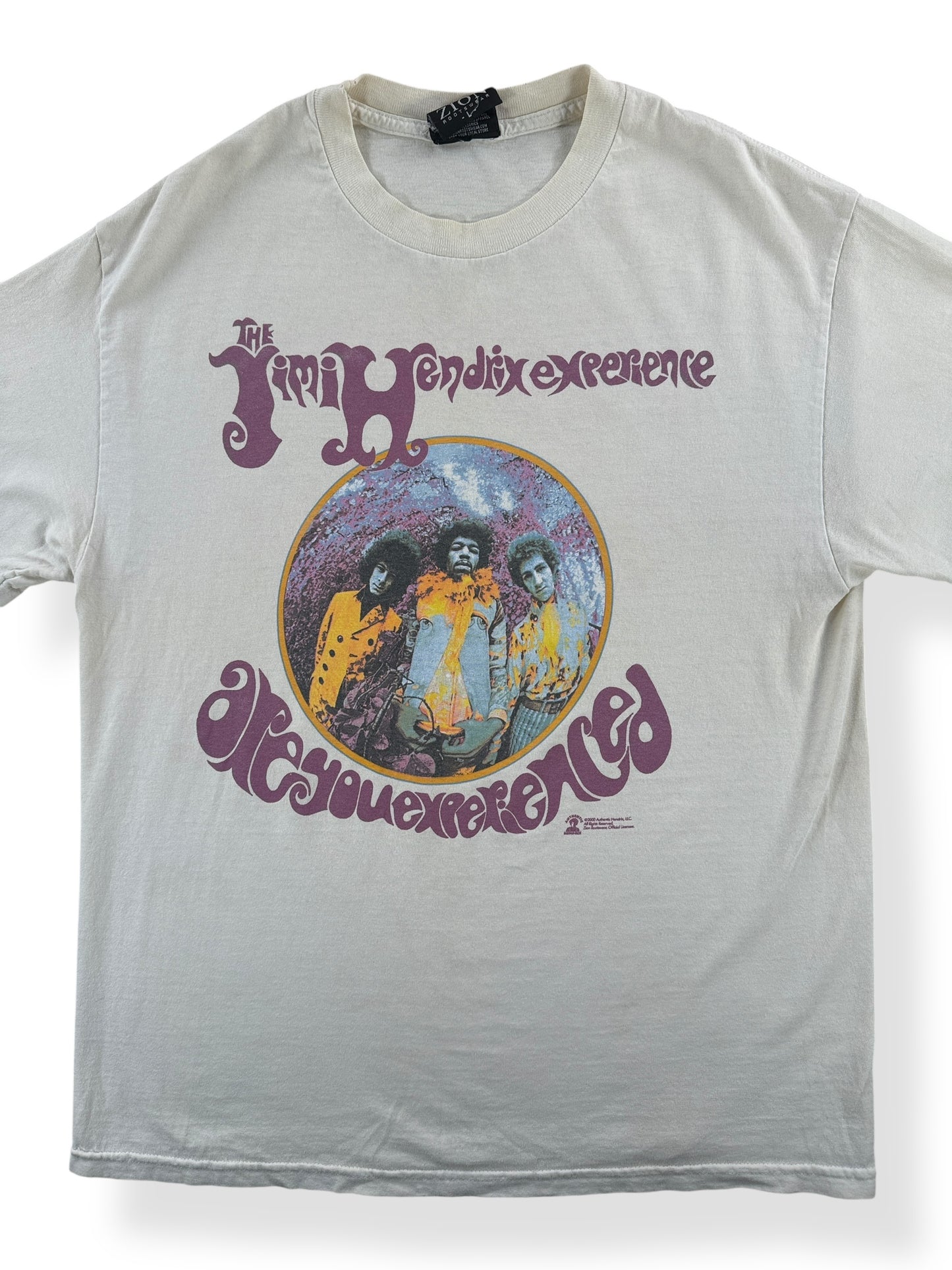 Front Close Up of Vintage Y2k Zion Rootswear Jimi Hendrix Tee SZ L