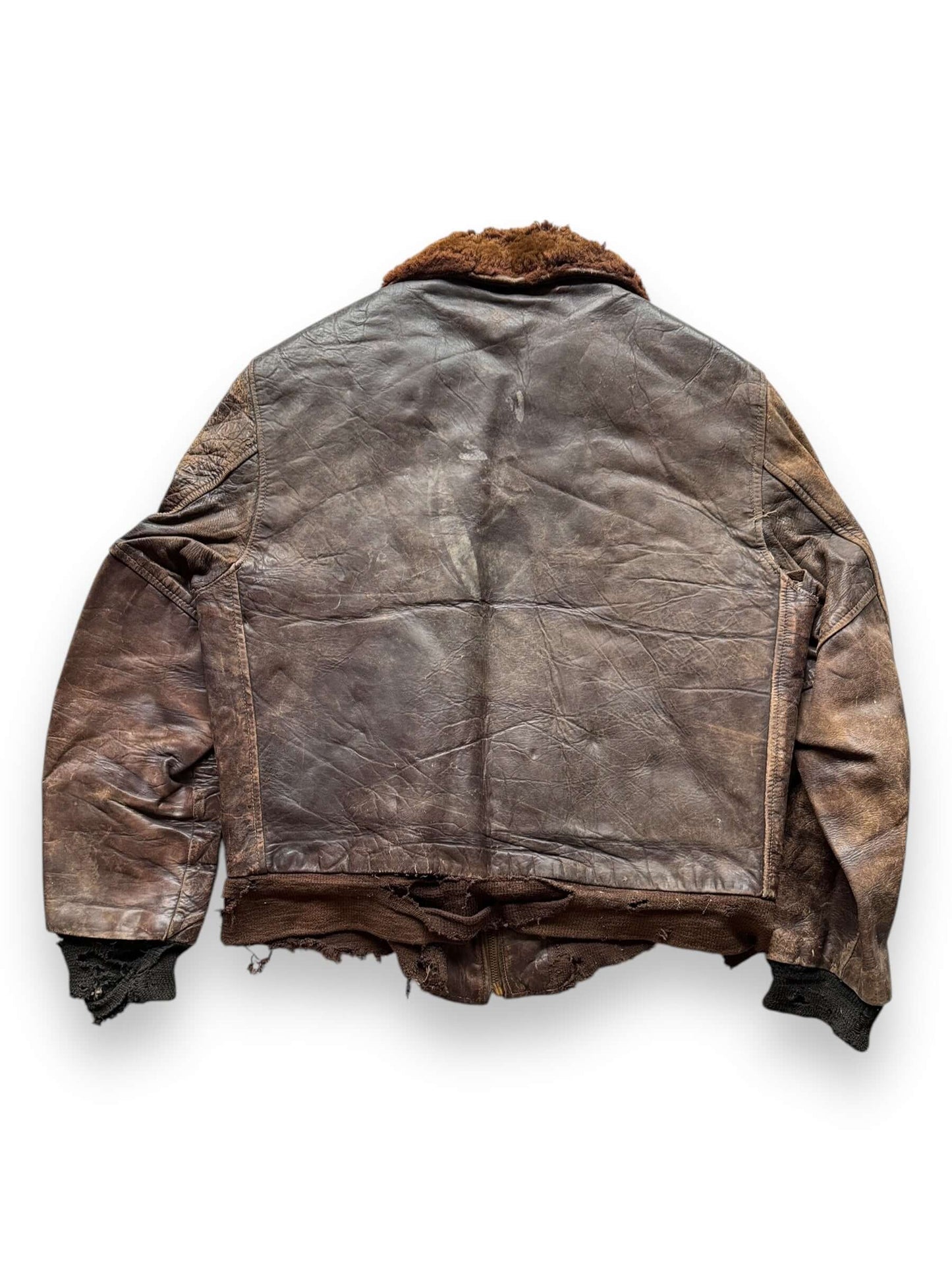 back of Vintage Thrashed Hercules Horsehide Leather Jacket SZ M