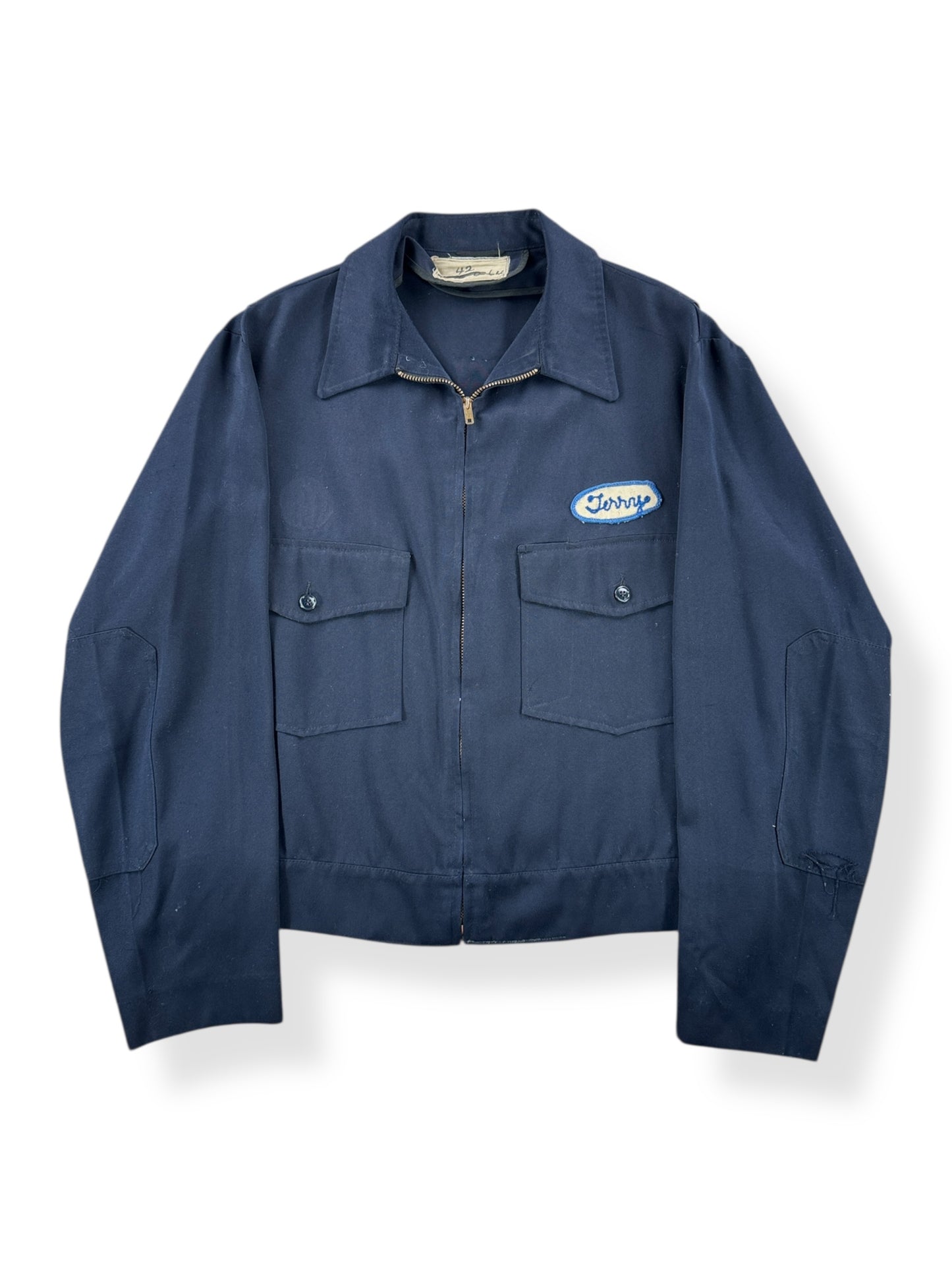 Front of Vintage Terry Gabardine Gas Station Jacket SZ 42