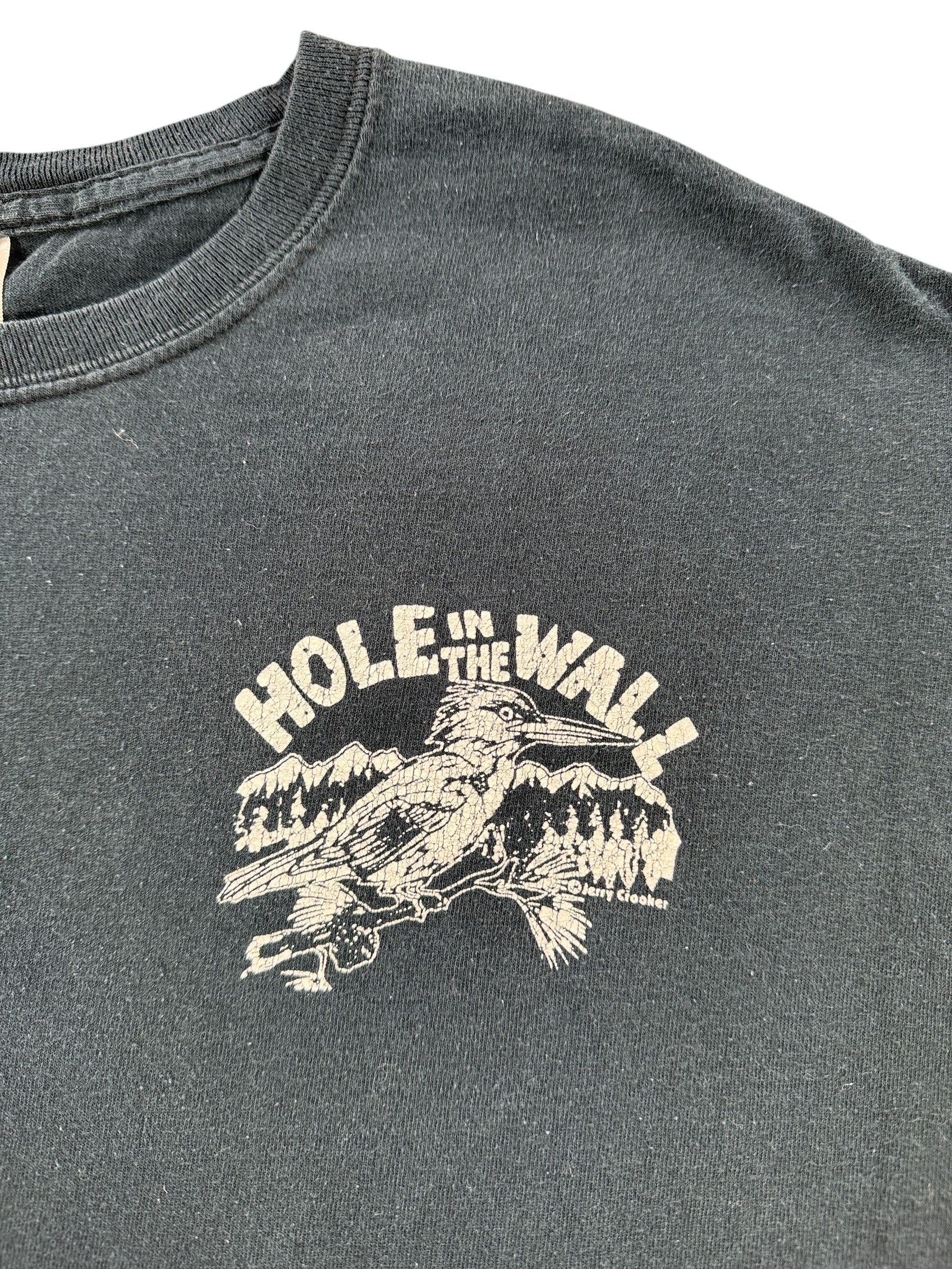 Front Graphic of Vintage Hole in the Wall Bar Ketchikan Tee SZ L
