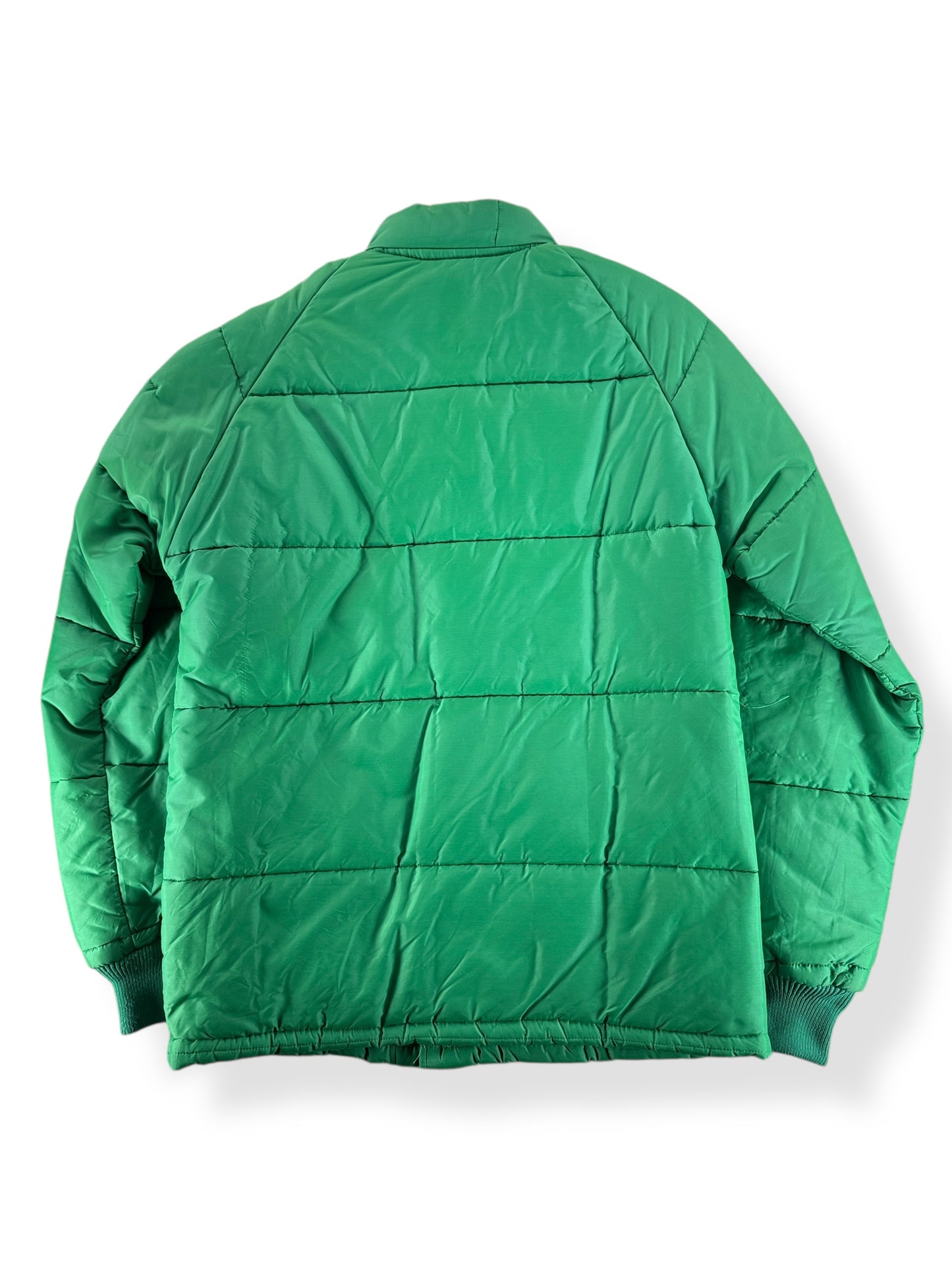 Back of Vintage 70s Swingster Green Puffer Jacket SZ M