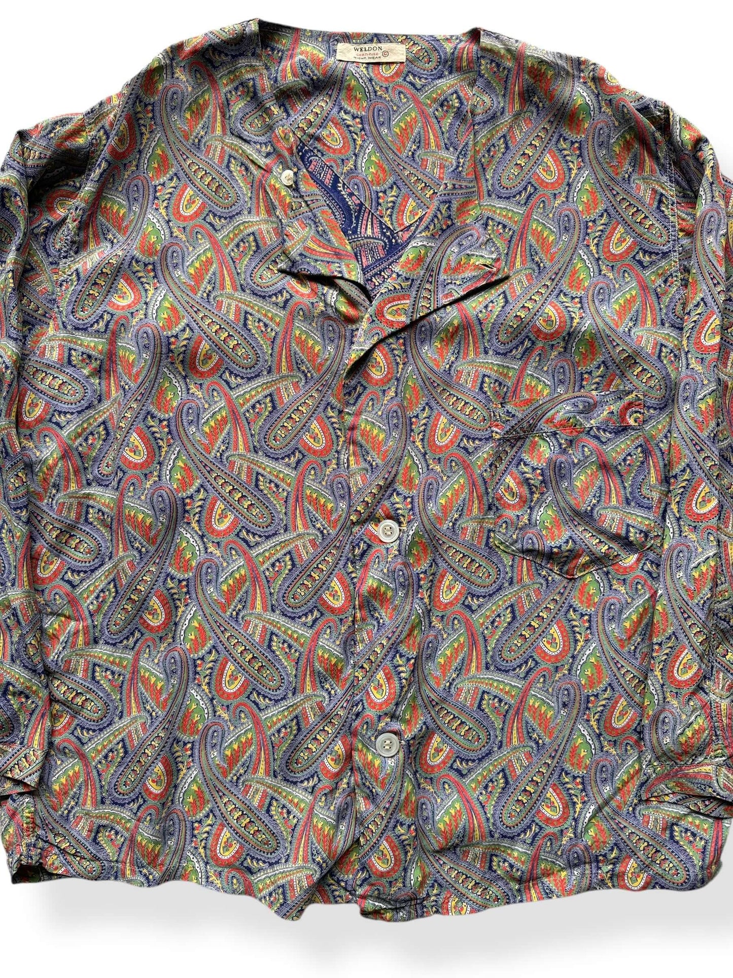 Front Close Up of Vintage Weldon Pajama Top SZ XL