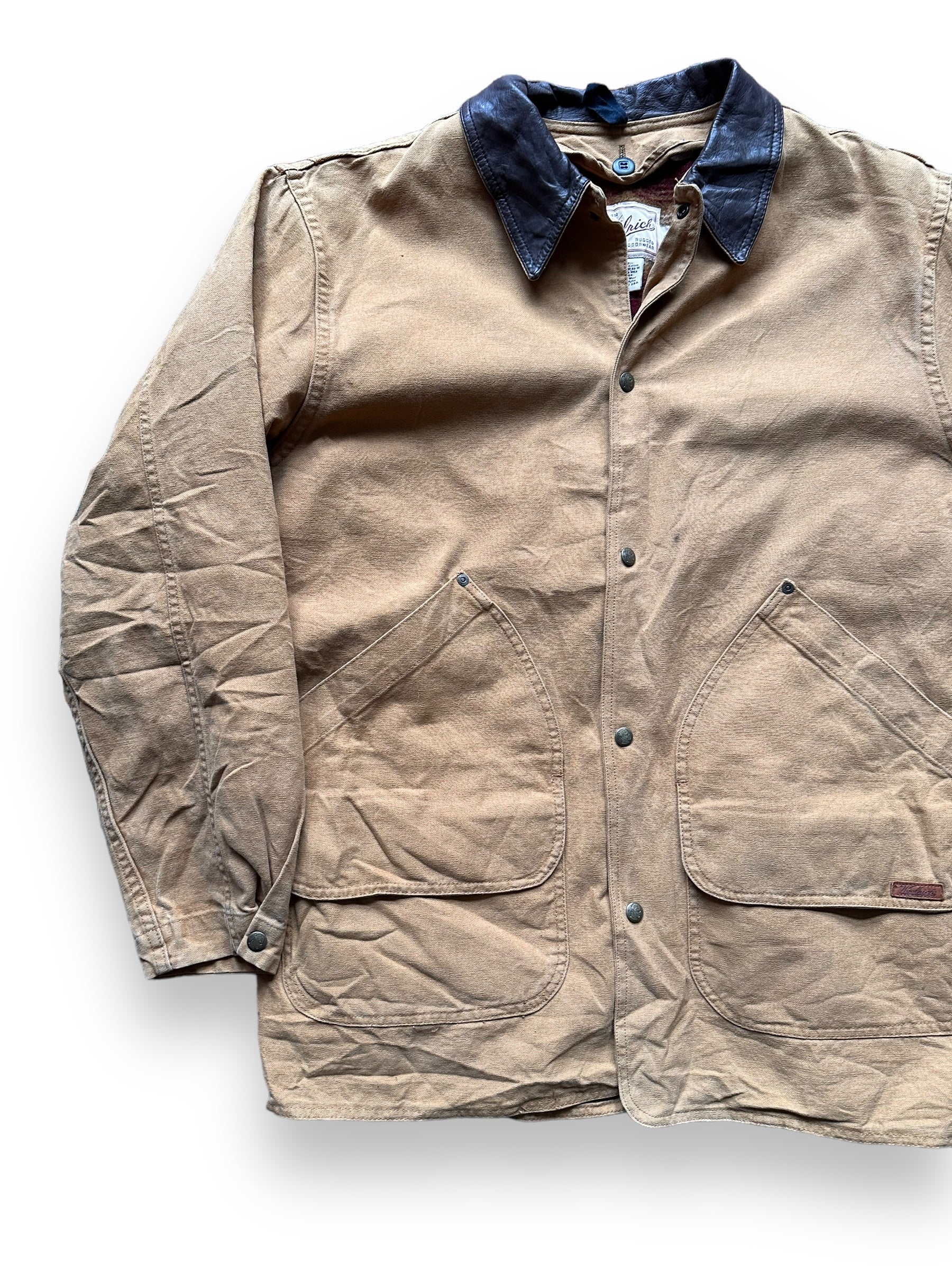 Front Right View of Vintage Woolrich Blanket Lined Barn Coat SZ L | Vintage Woolrich Jacket Seattle  | Seattle Vintage Clothing