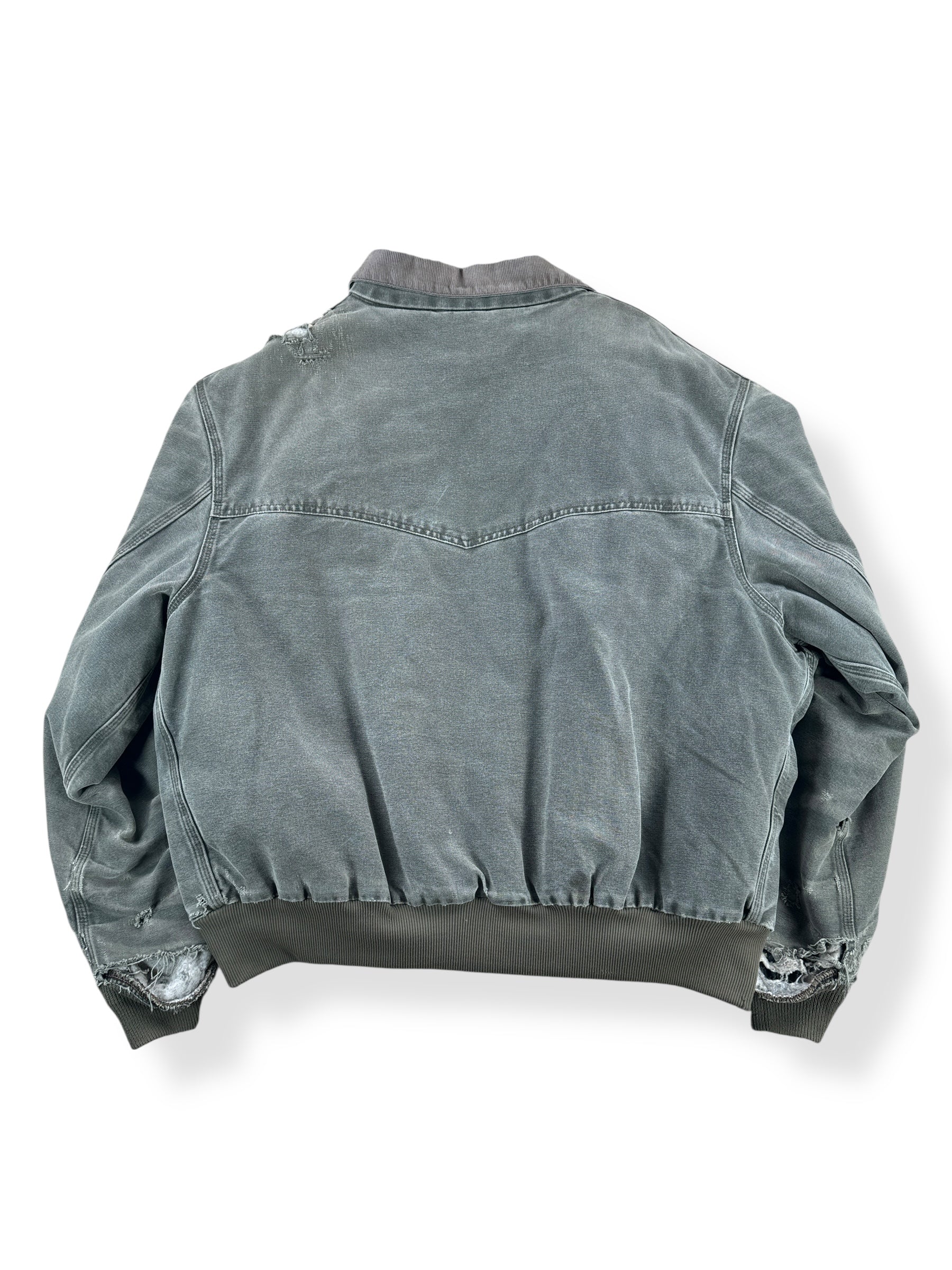 Back of Vintage Hand Repaired Carhartt Santa Fe Moss Green Jacket SZ 3XL AS IS