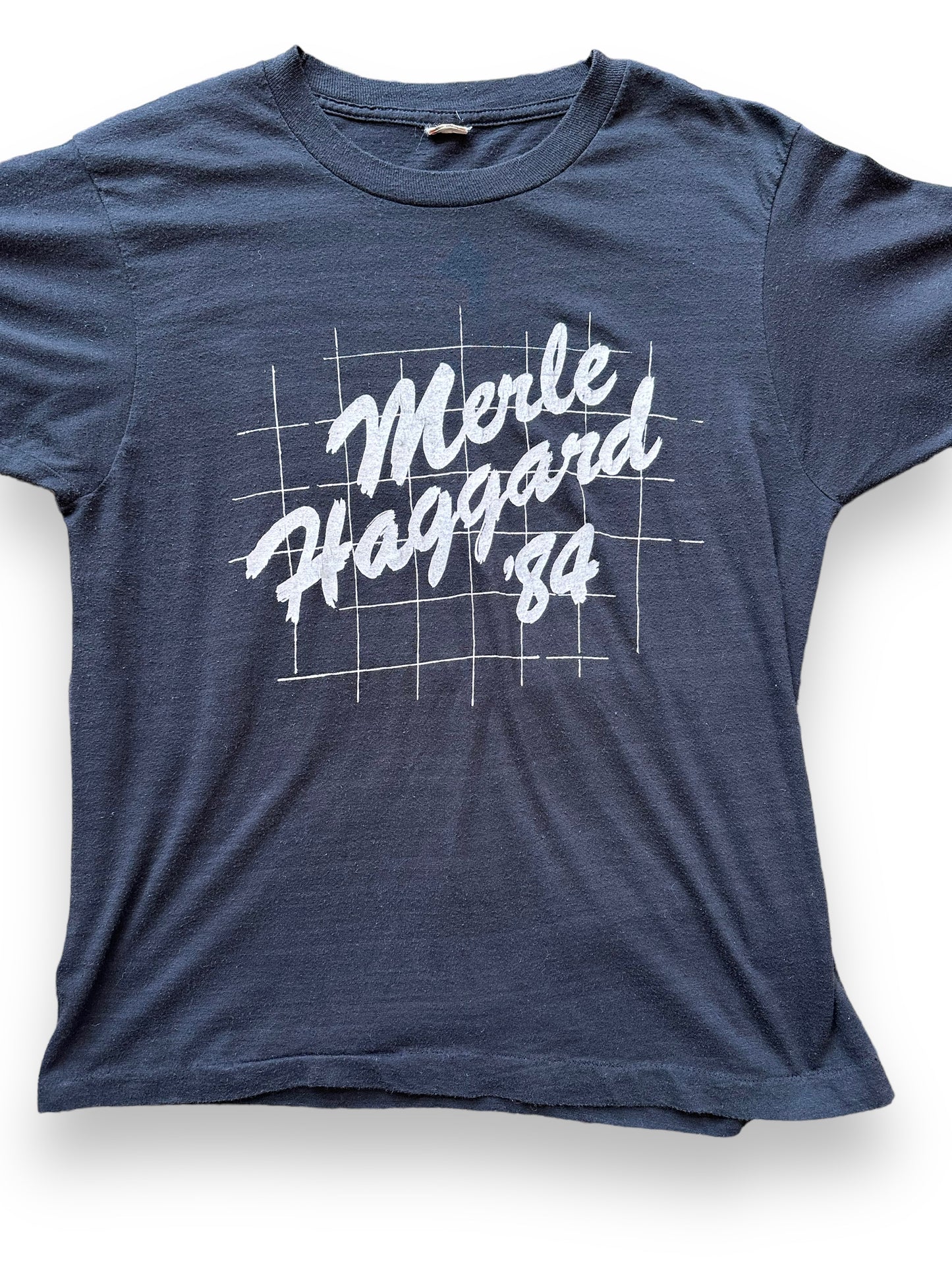 Front Detail on Vintage Merle Haggard 1984 Tour Tee SZ L | Vintage Country Music Tees Seattle | Barn Owl Vintage Goods