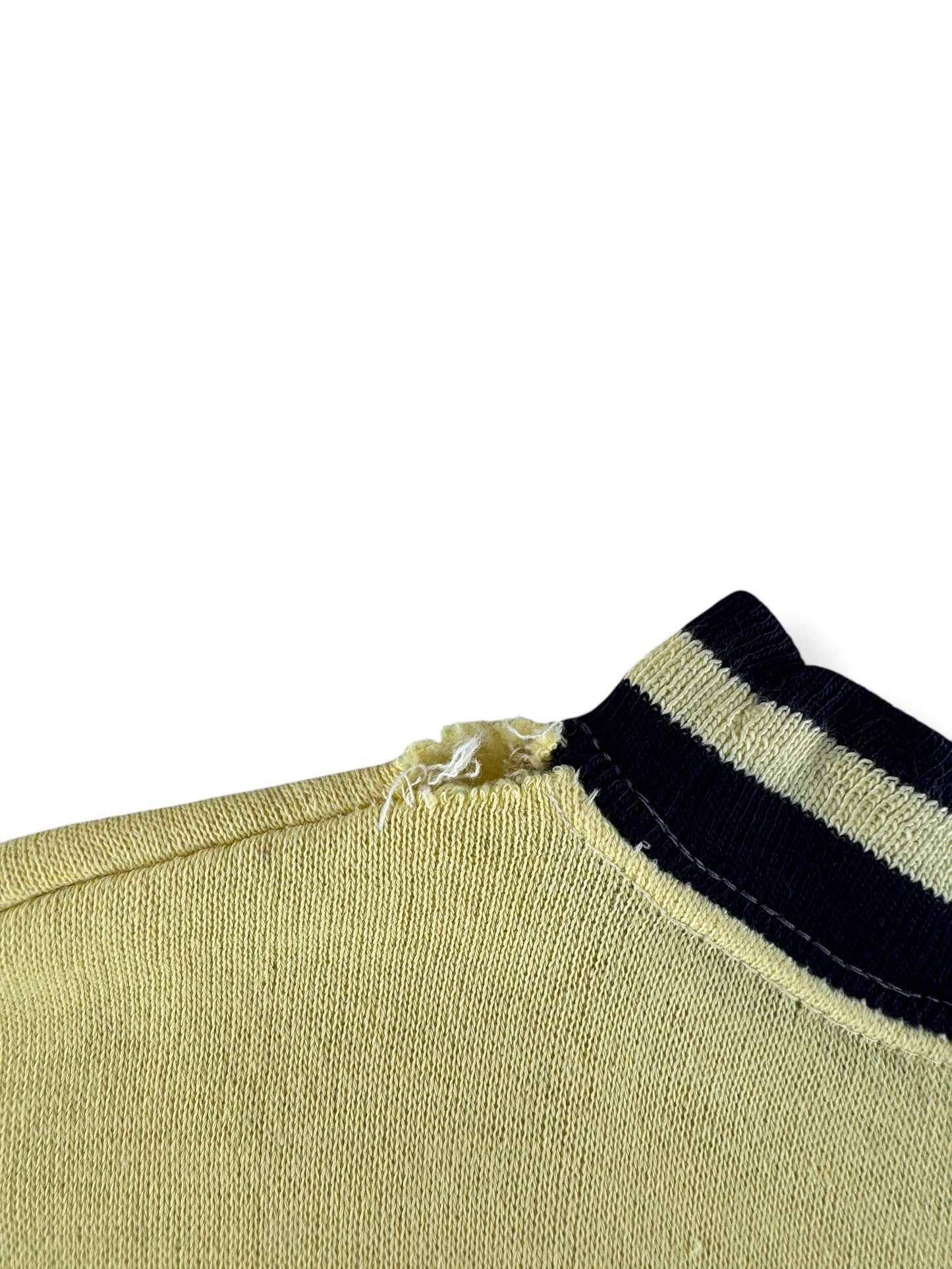 Hole on Shoulder of Creslan Ringer Short Sleeve Crewneck SZ S AS IS