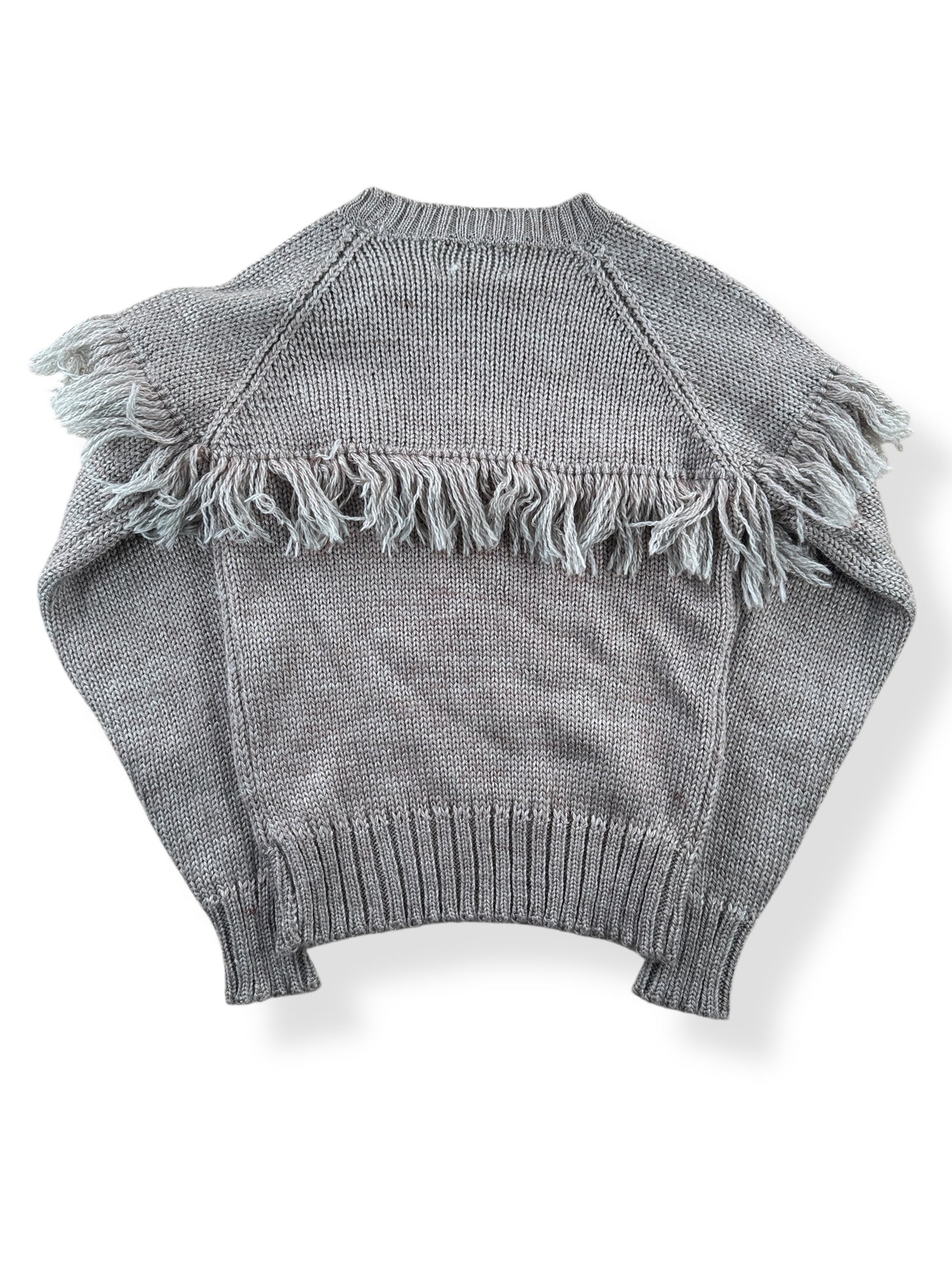 Back of Vintage Hewlett Fringe Knit Sweater SZ S (Fits XS)