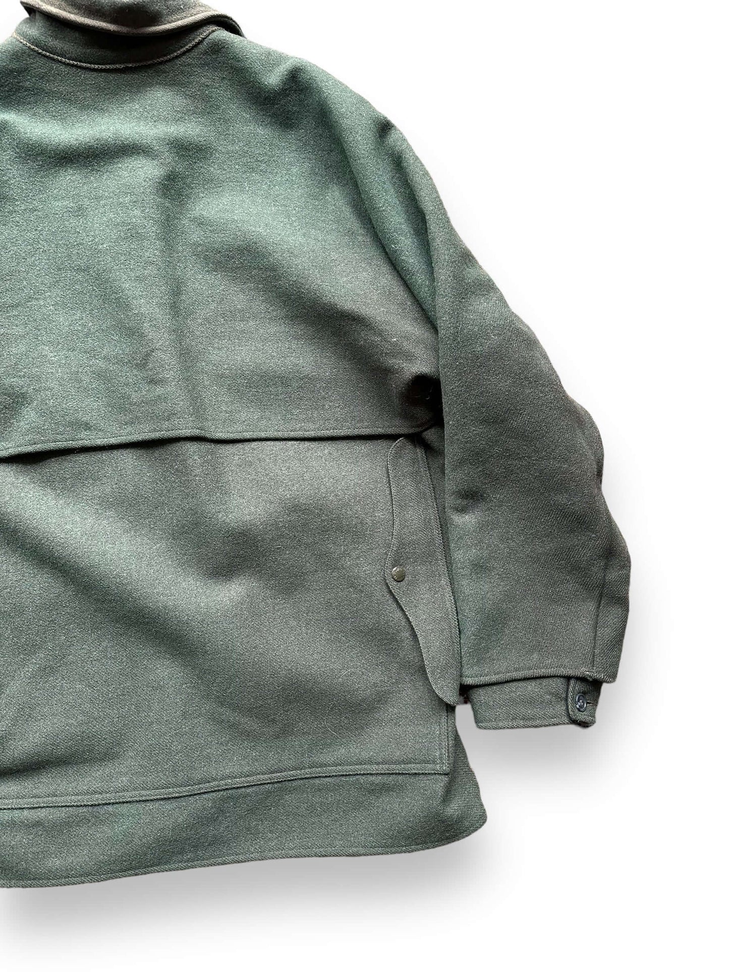 Rear Right View of Vintage Filson Forest Green Double Mackinaw Cruiser SZ 48 | Vintage Filson Workwear Seattle