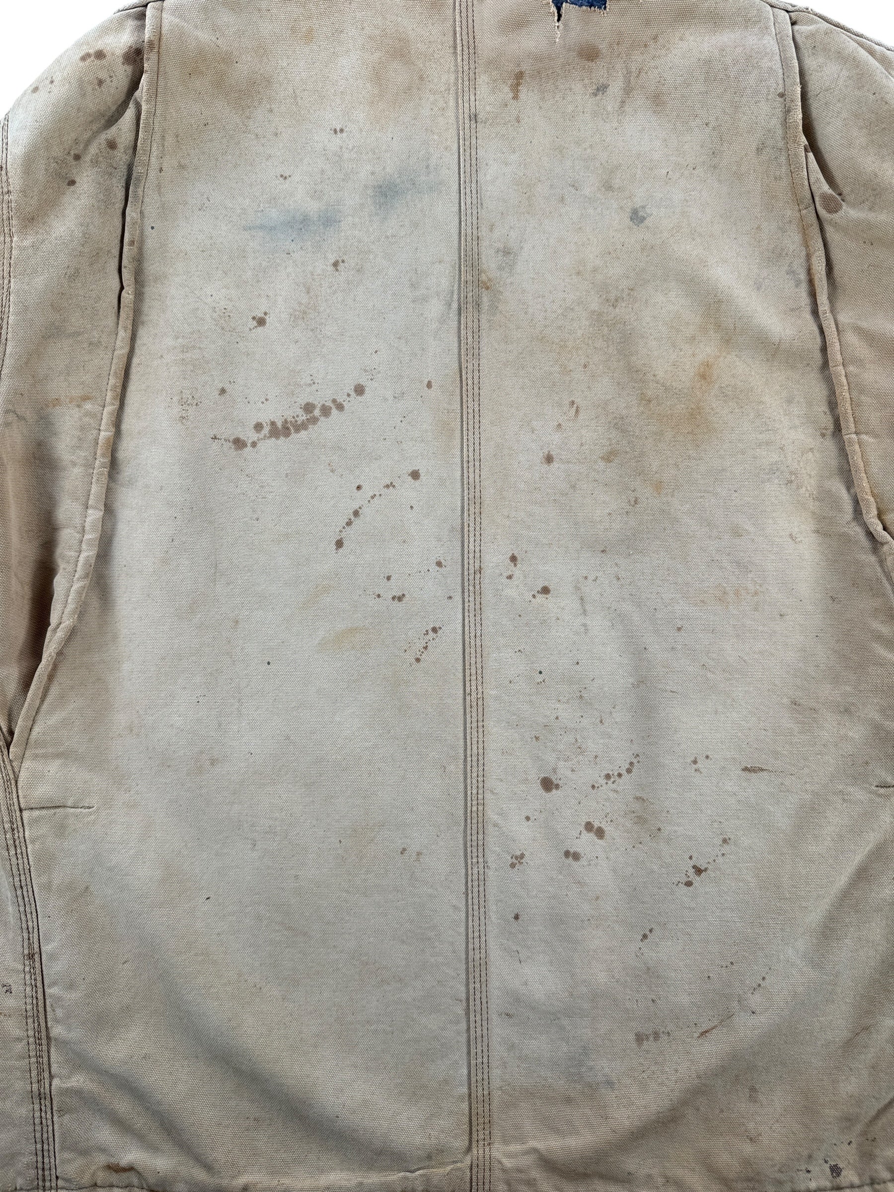 Stains on Vintage 70s Era Thrashed Carhartt Chore Coat SZ 46