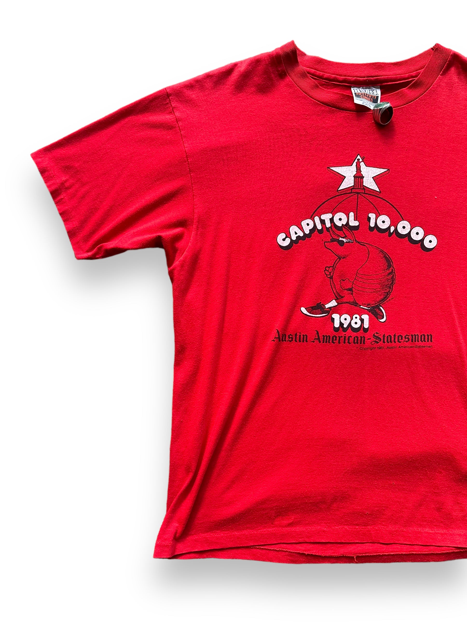 Front Right View of Vintage Austin Capital 10K Run Tee SZ XL | Vintage Austin American Statesman T-Shirts Seattle | Barn Owl Vintage Tees Seattle