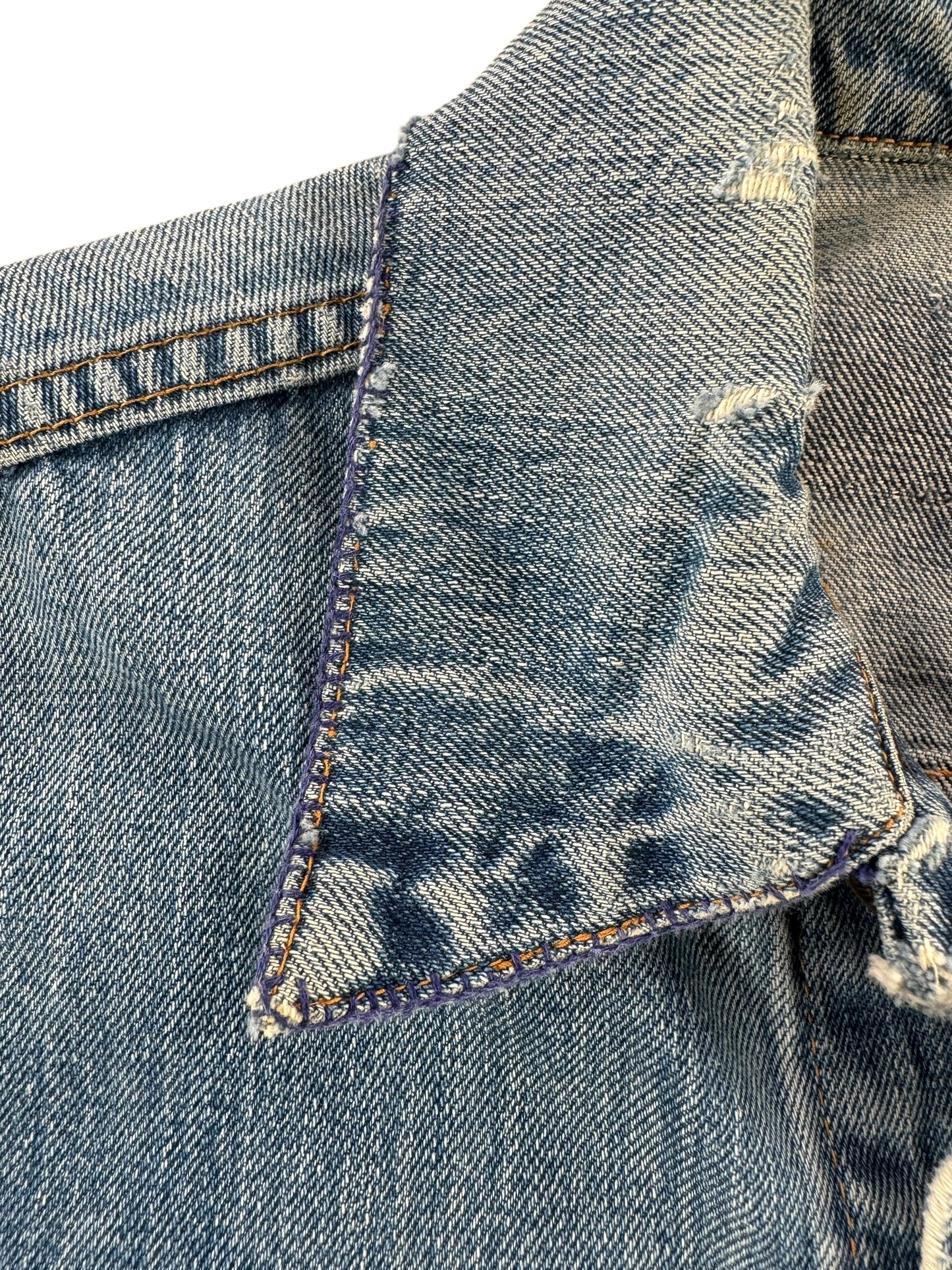 Repaired Collar on Vintage Levis 2 Pocket Trucker Jacket SZ S AS IS