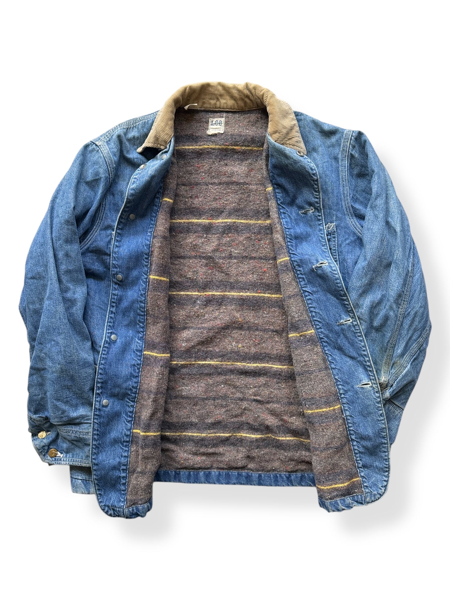 Inside of Vintage 1970s Lee Blanket Lined Chore Coat SZ XL