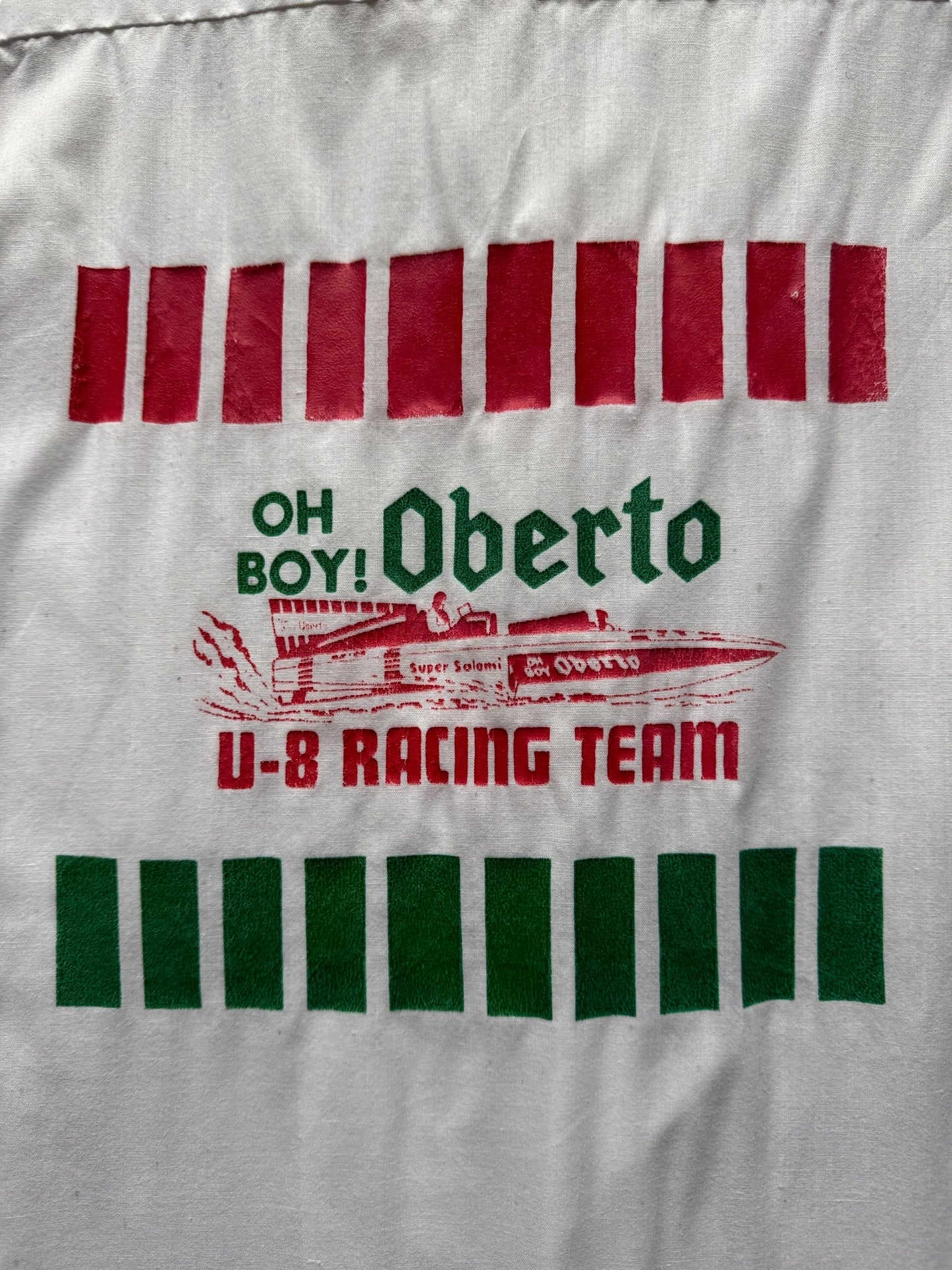 Back Graphic on Vintage Oberto Racing Shirt SZ M