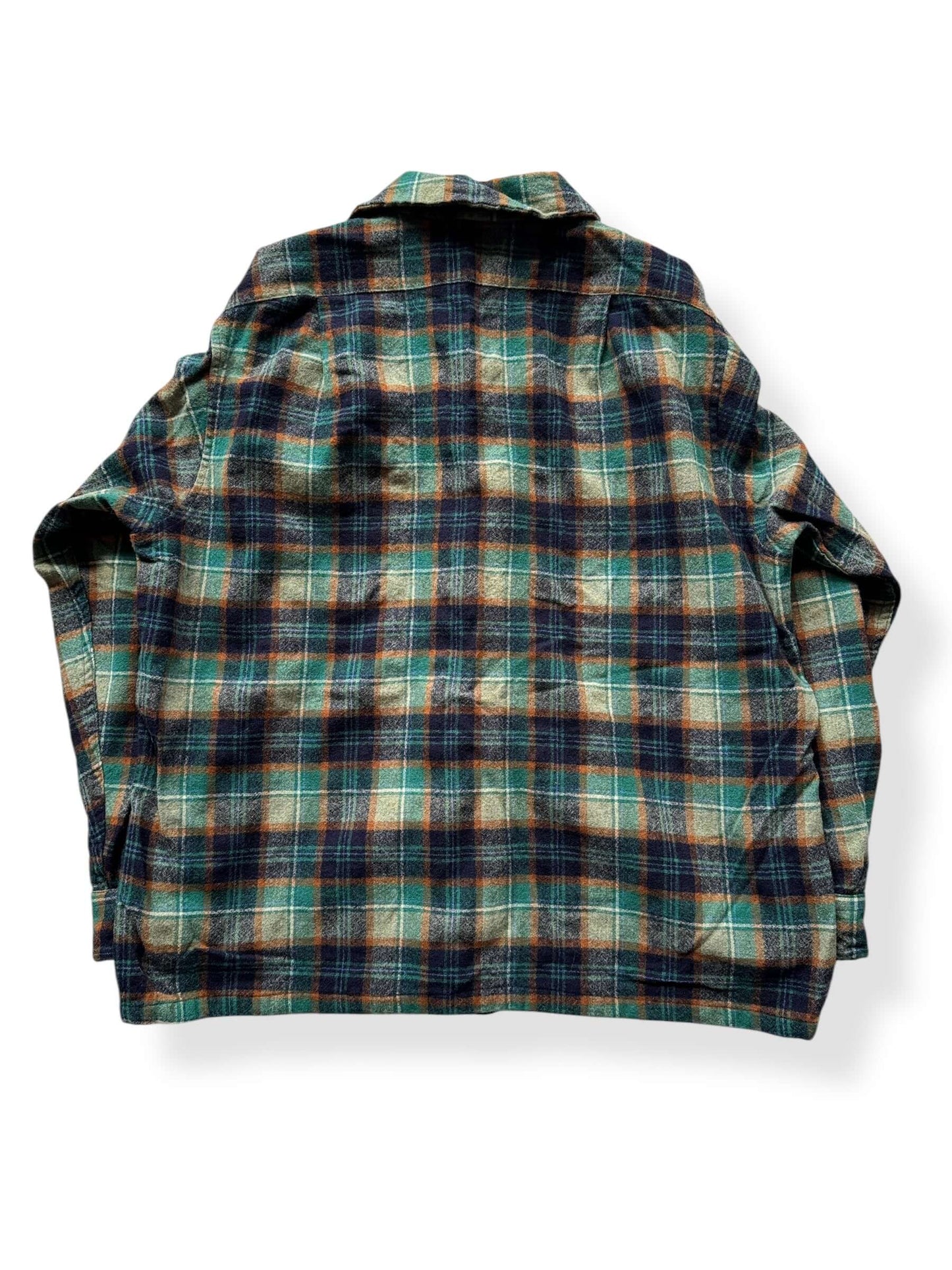 Back of Vintage Pendleton Green and Blue Board Shirt SZ XL AS IS