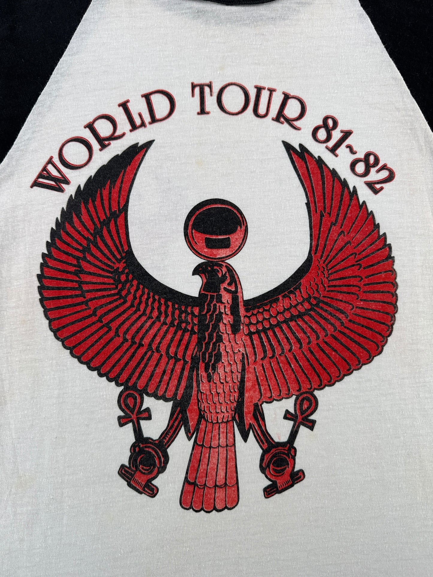 Back Graphic of Vintage 1982 Earth Wind And Fire Raglan Tee SZ M (Fits S)