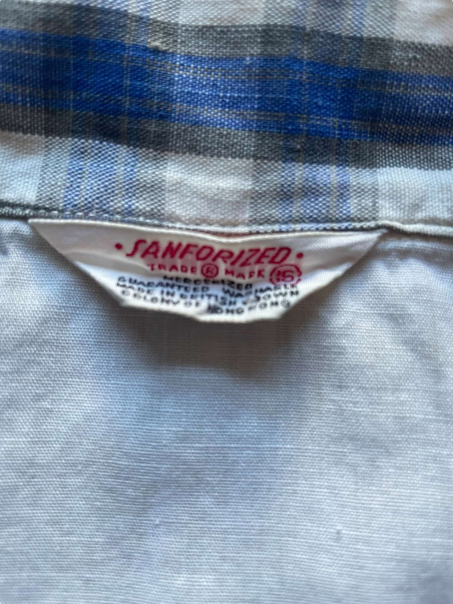 Tag 1950s White Top with Plaid Trim M-L