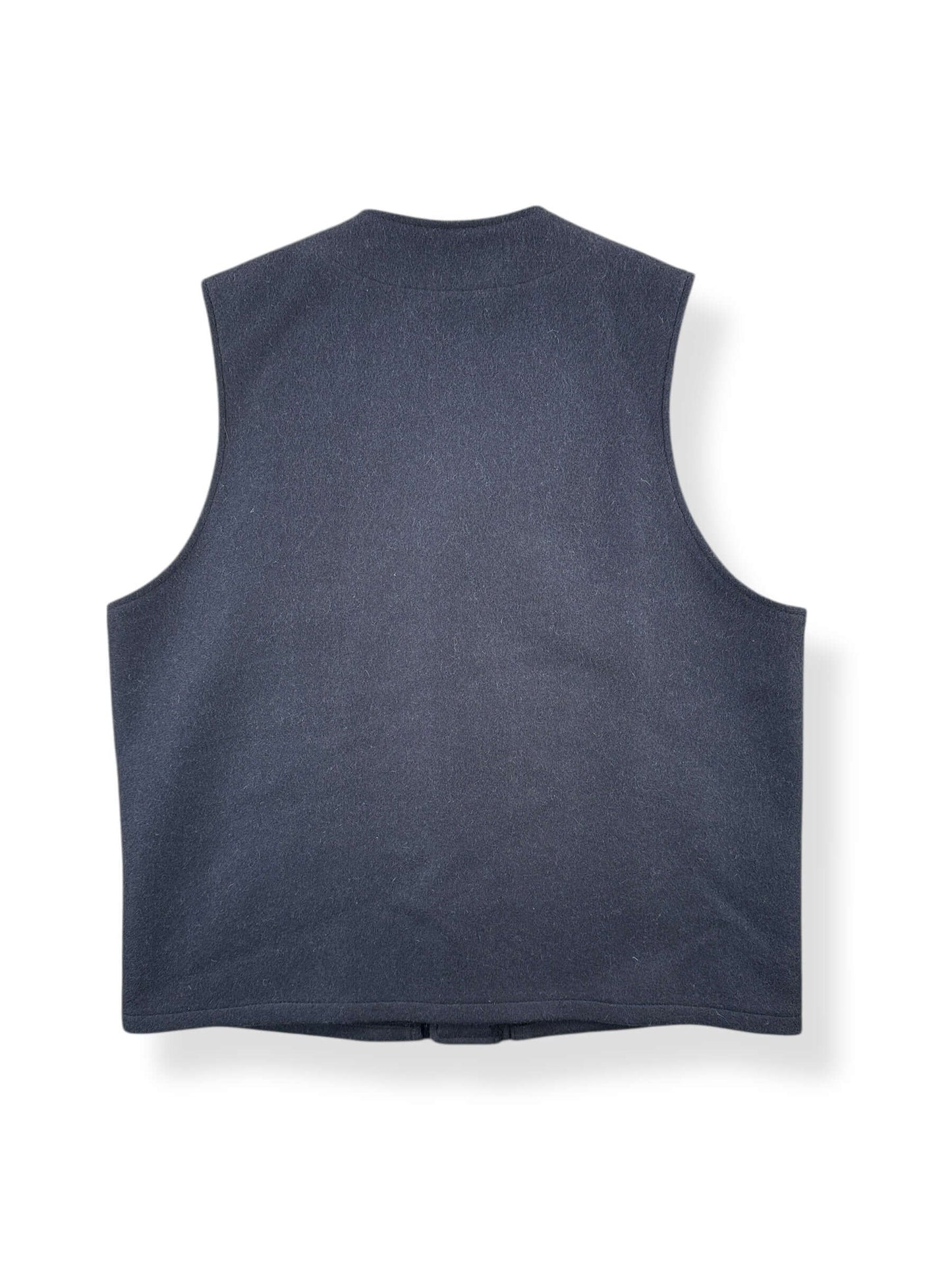 Back of Filson Navy Wool Vest SZ L