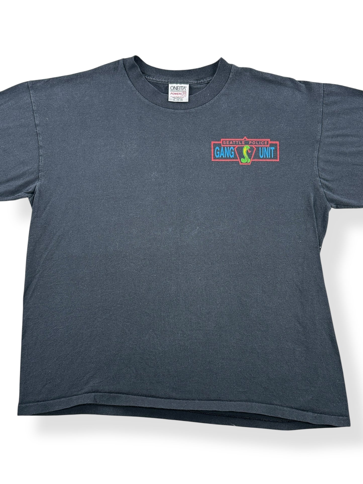 Front Close Up of Vintage SPD Gang Unit Tee SZ XL