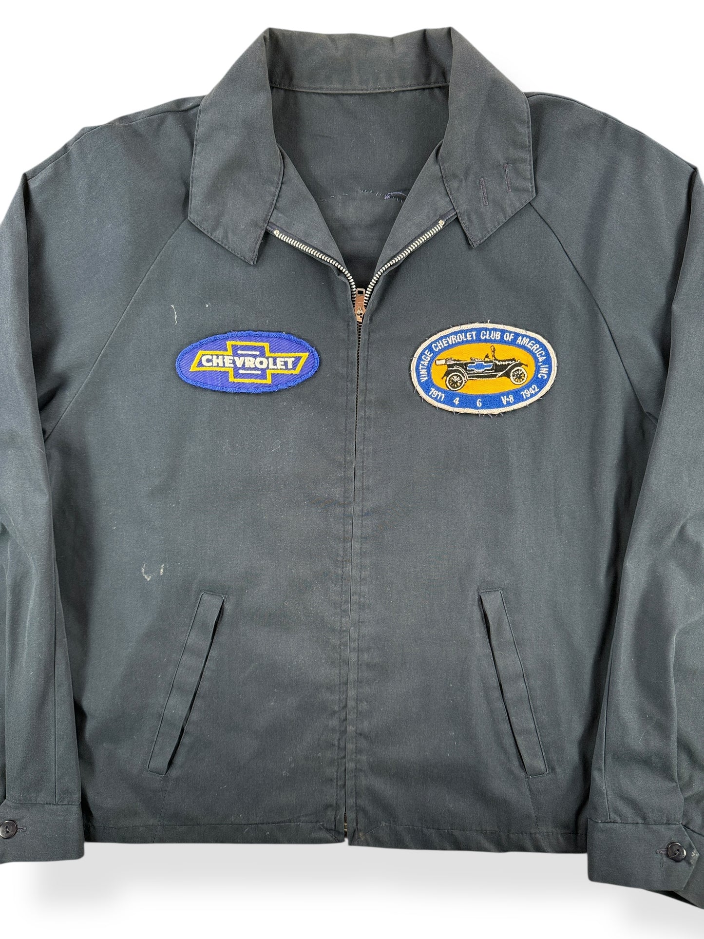 Front Close Up of Vintage Car Club Jacket SZ L