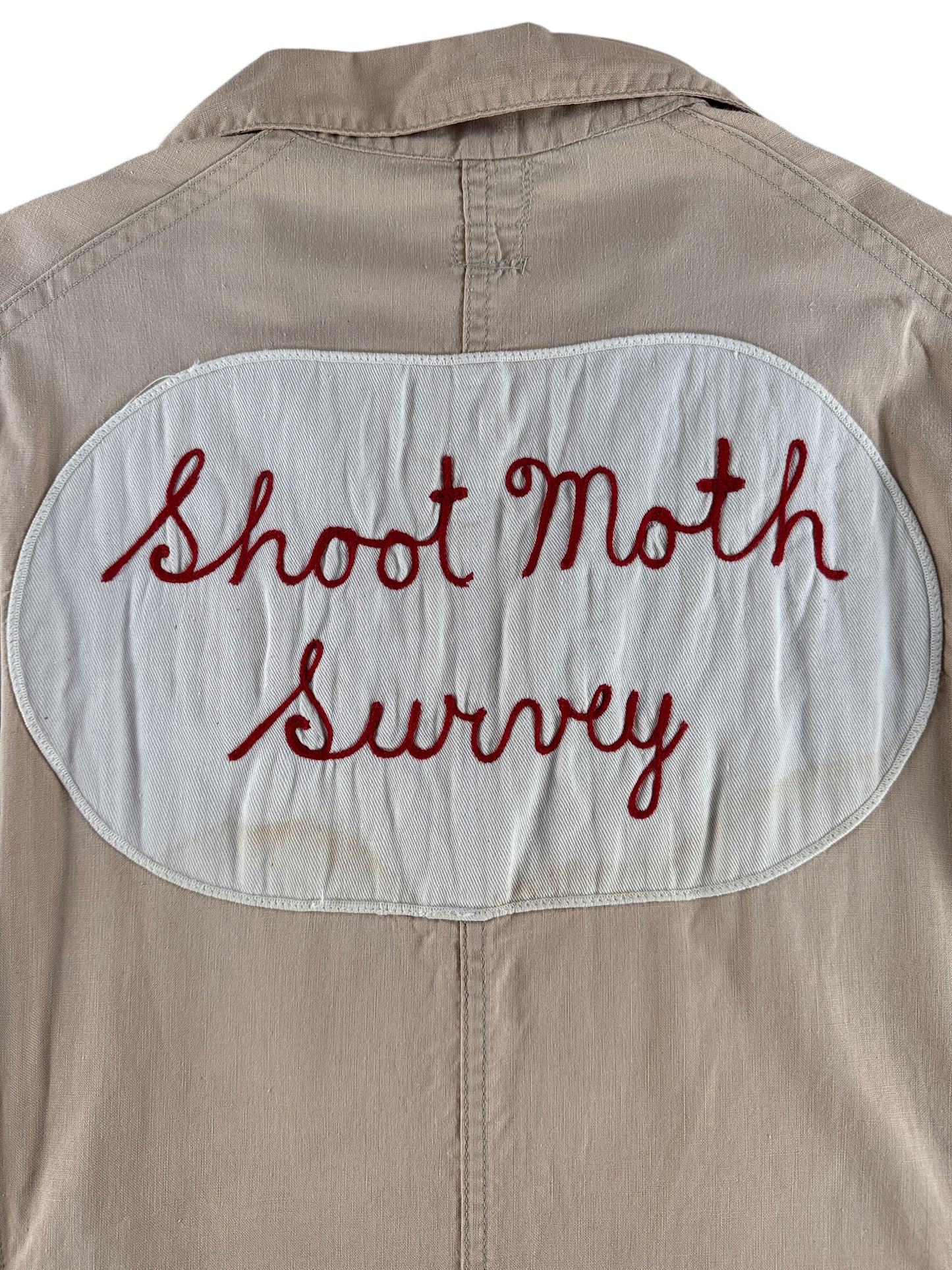 Back Patch of Vintage Shoot Moth Survey Chopper Shop Jacket SZ L
