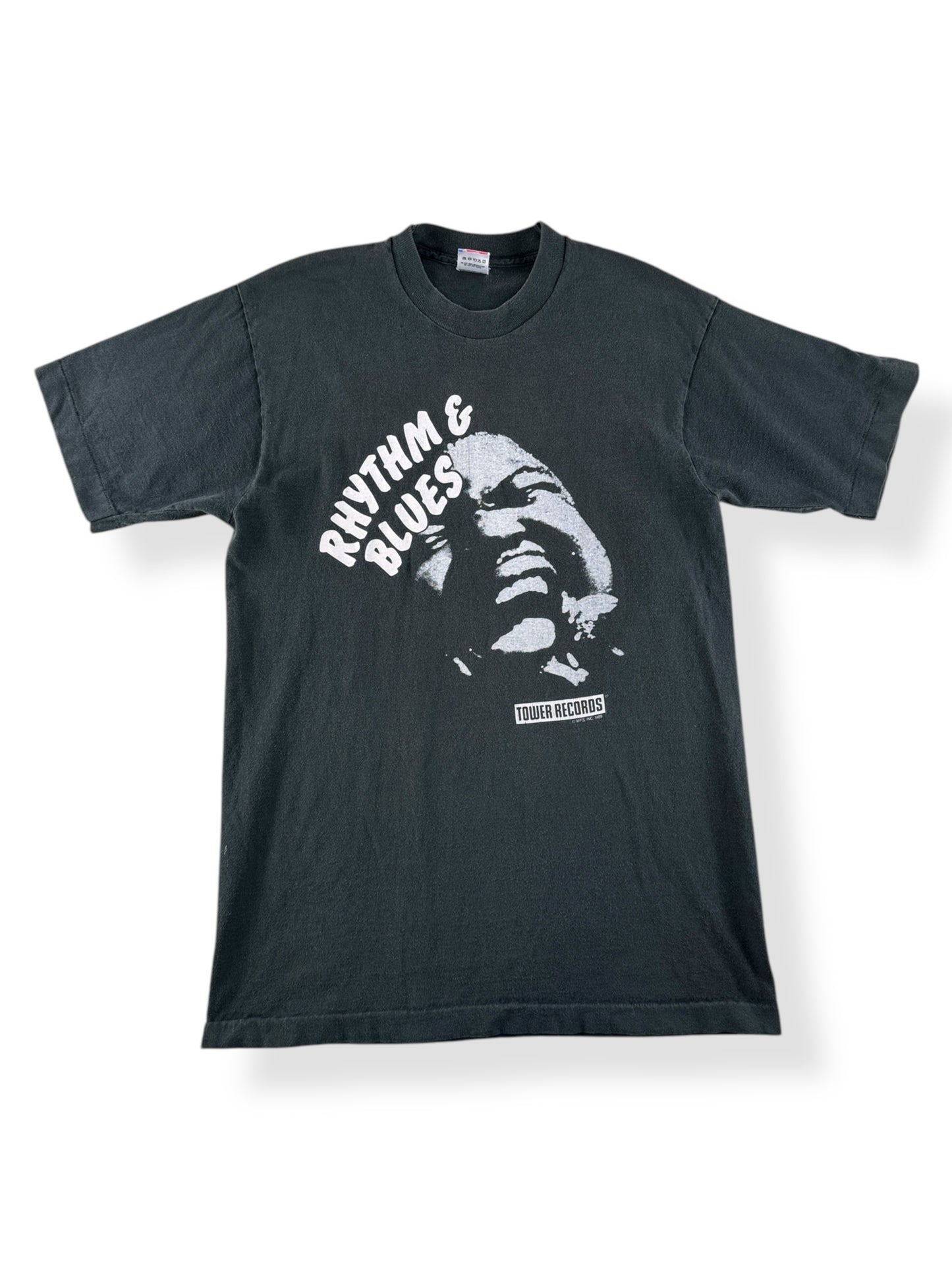 Front of Vintage Tower Records Rhythm & Blues Tee SZ M