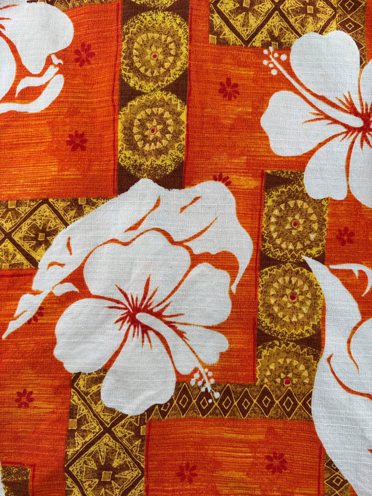 Pattern on Vintage Barkcloth Aloha Shirt - AS IS SZ S