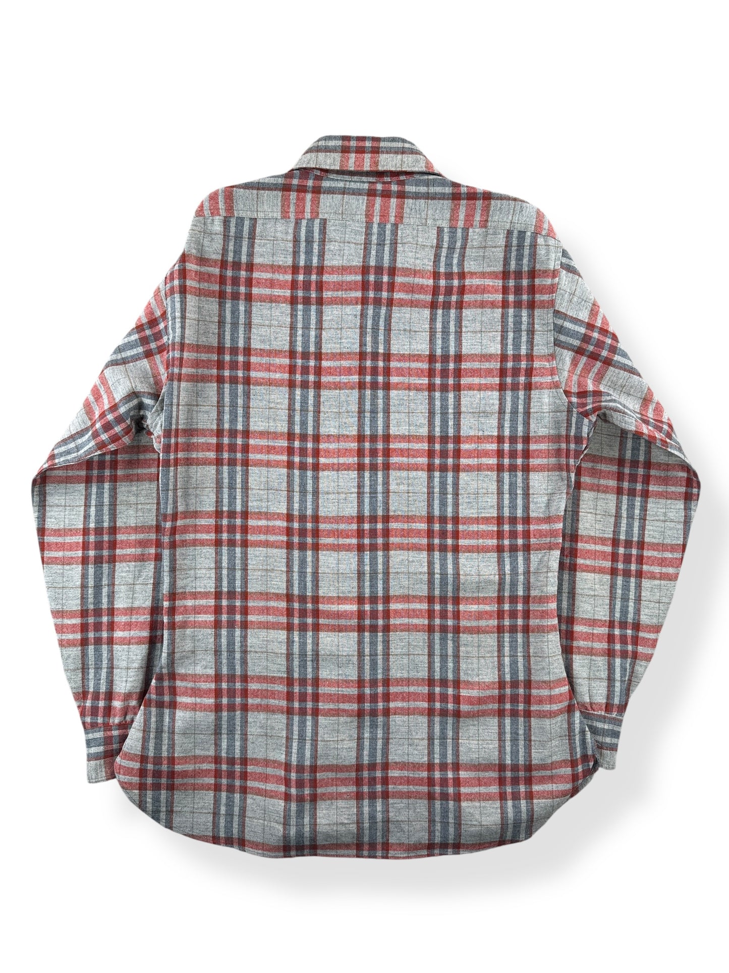 Back of Vintage Pendleton Brick Red and Grey Flannel SZ L