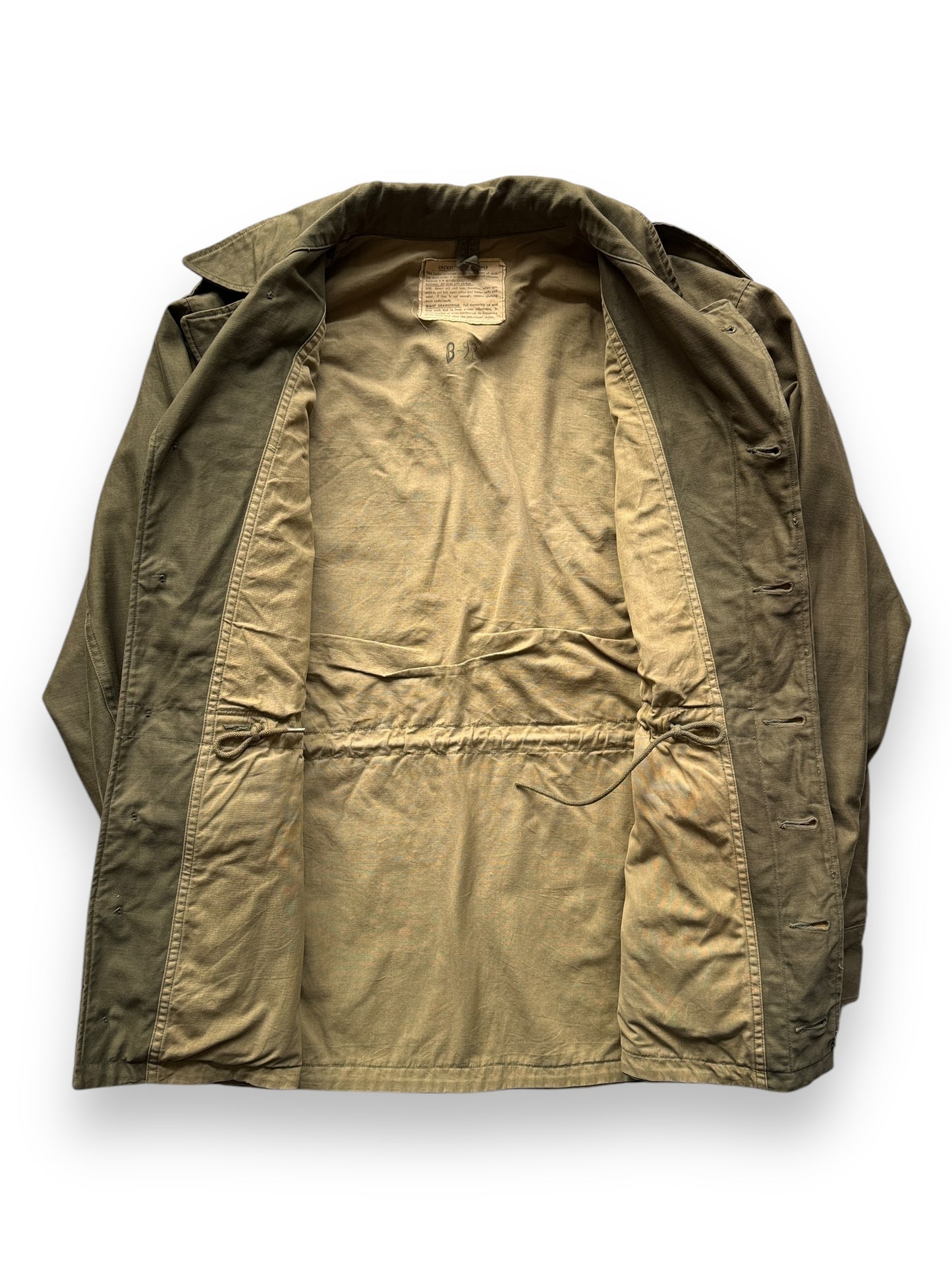 inside of Vintage WWII Era M-1943 Field Jacket SZ M