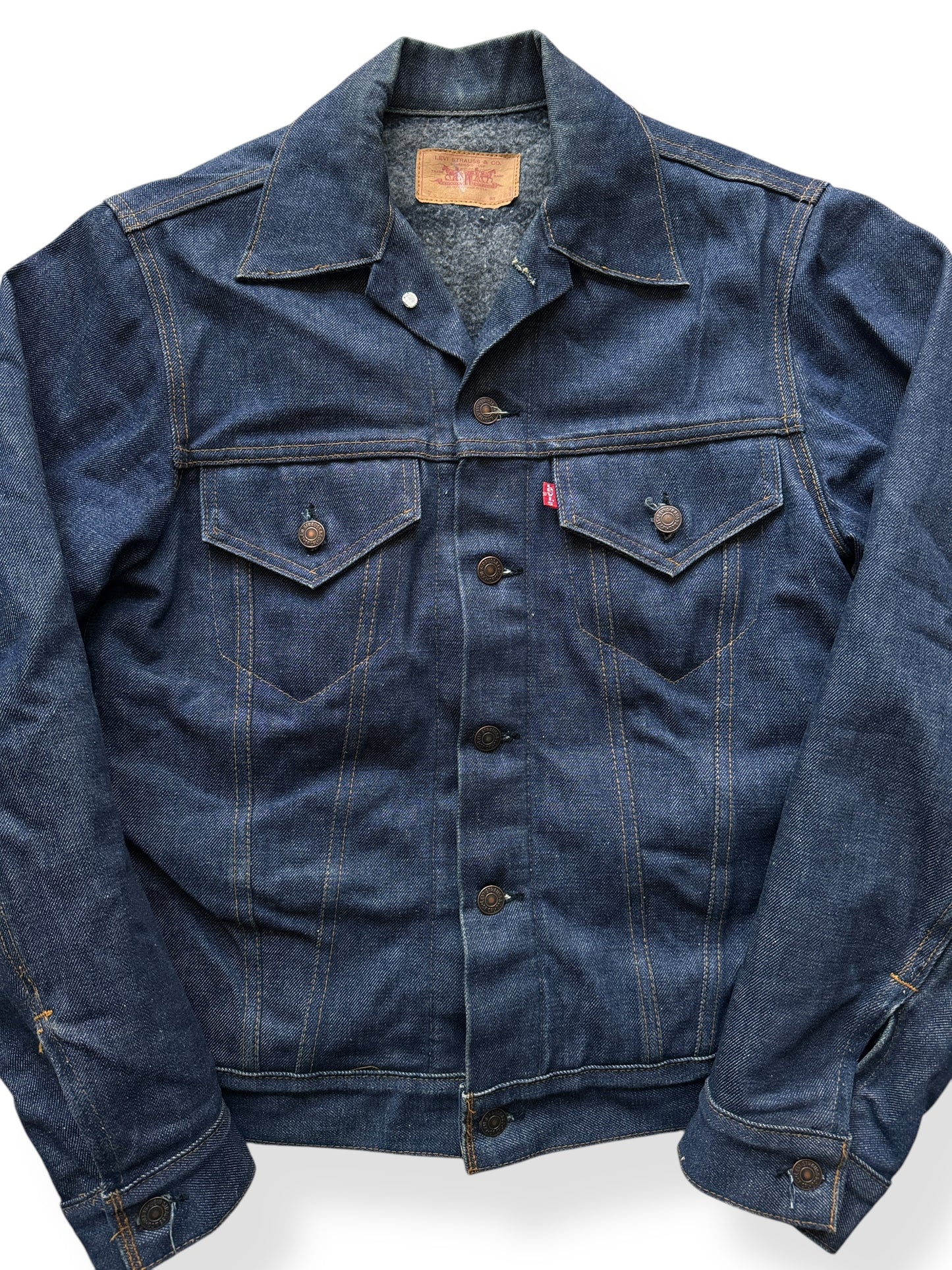 Front Close Up of Vintage NWOT Troy Blanket Lined Levis Type III Trucker SZ 36