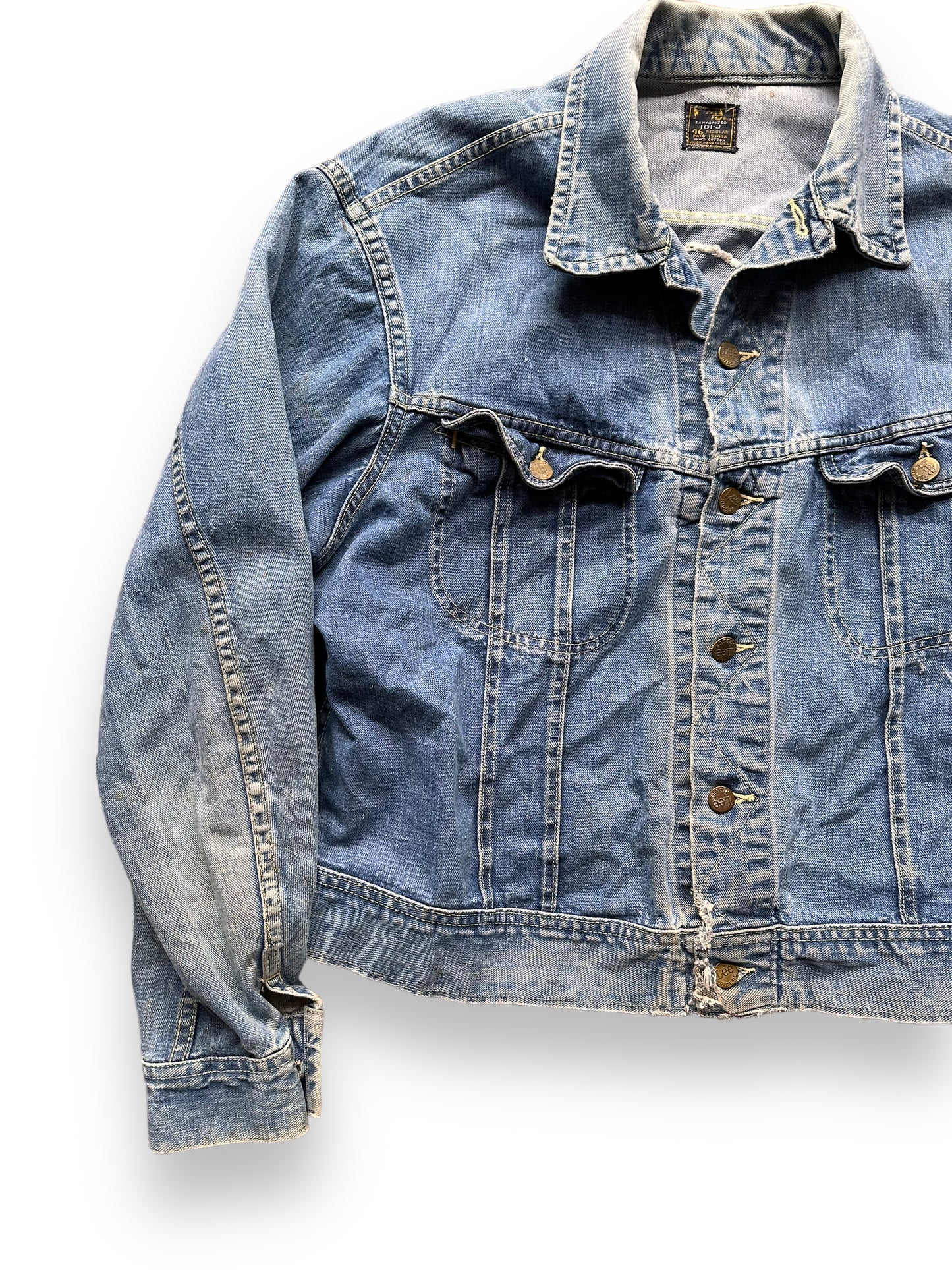 Right Side View of Vintage Chainstitched Stillman Ranch Lee 101-J SZ 46 | Vintage Lee Denim Seattle | Barn Owl Vintage Seattle