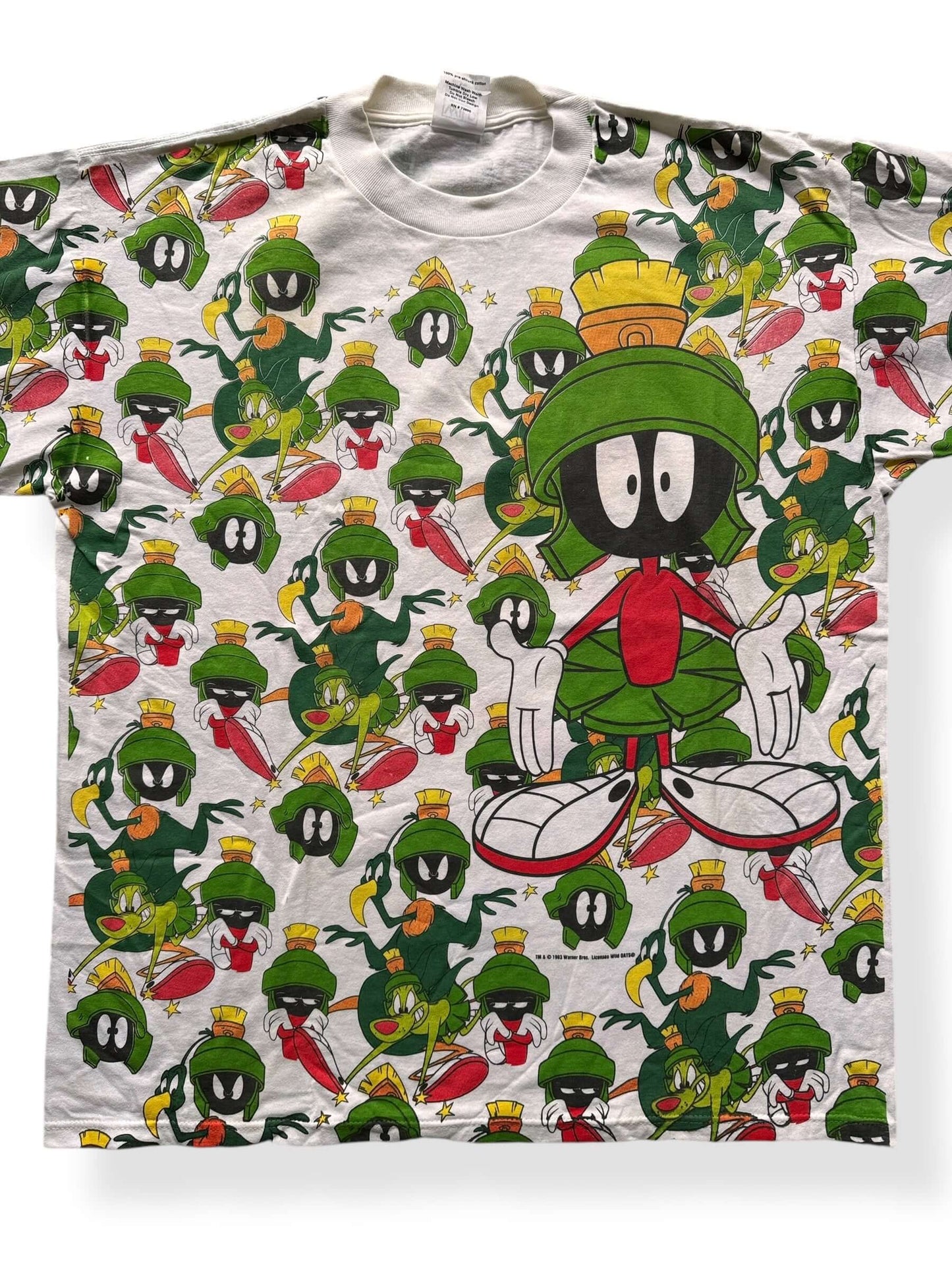 Front Close Up of Vintage NOS Marvin the Martian All Over Print Tee SZ XL