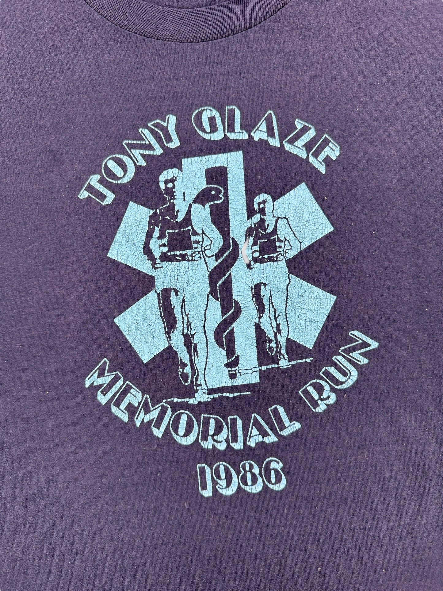 Front Graphic of Vintage Tony Glaze Memorial Run Tee SZ M