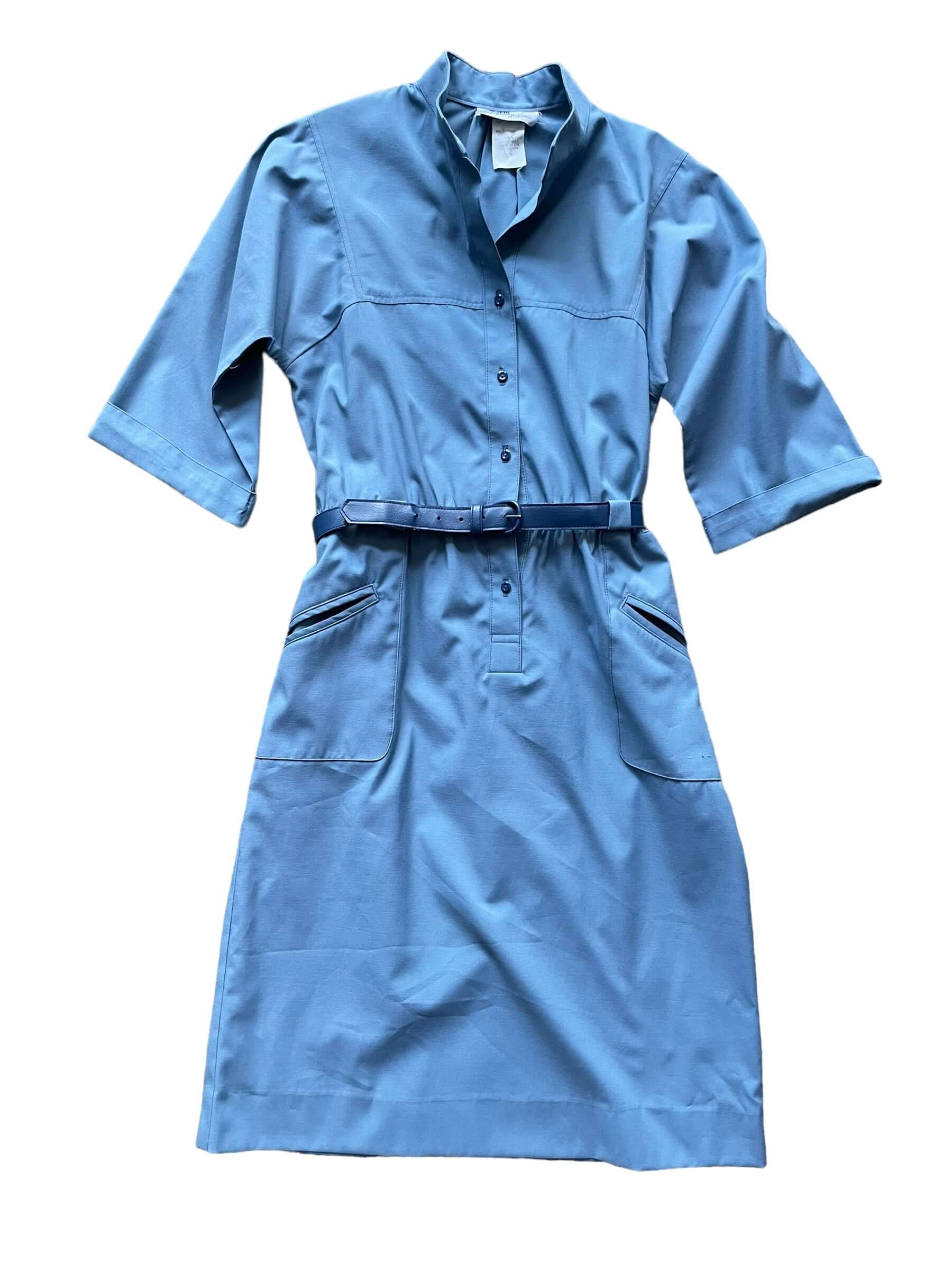1980s shirt dress Vintage 1980s Yves Saint Laurent Blue Shirt Dress, XS Ian Drummond Vintage