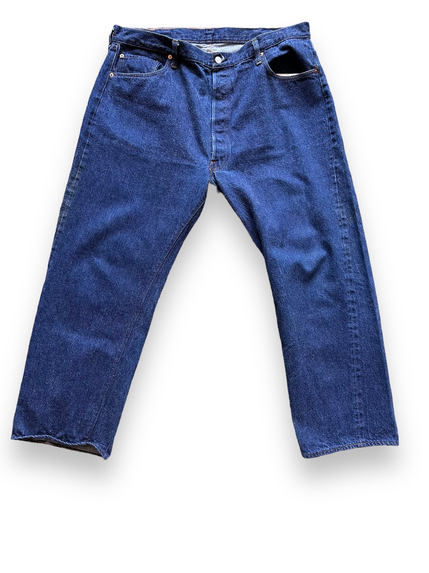 Front View of Vintage Double Stitch Levi's 501 Redlines W41 | Vintage Selvedge Denim Seattle | Barn Owl Vintage Workwear