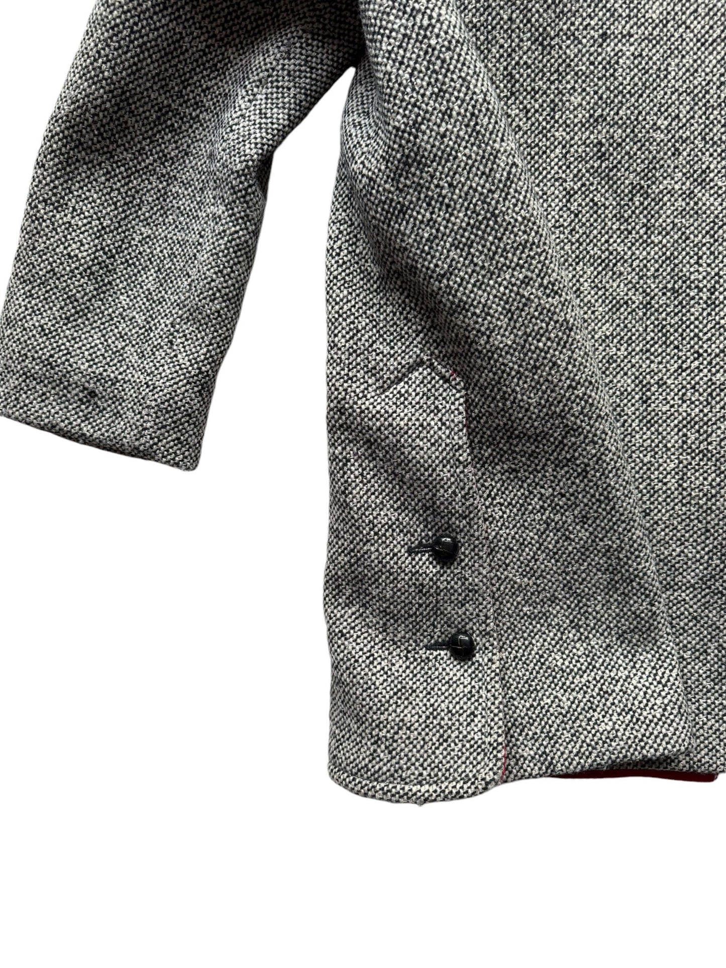 Back left bottom detail of 1960s Penguin Wool Tweed Coat M-XL