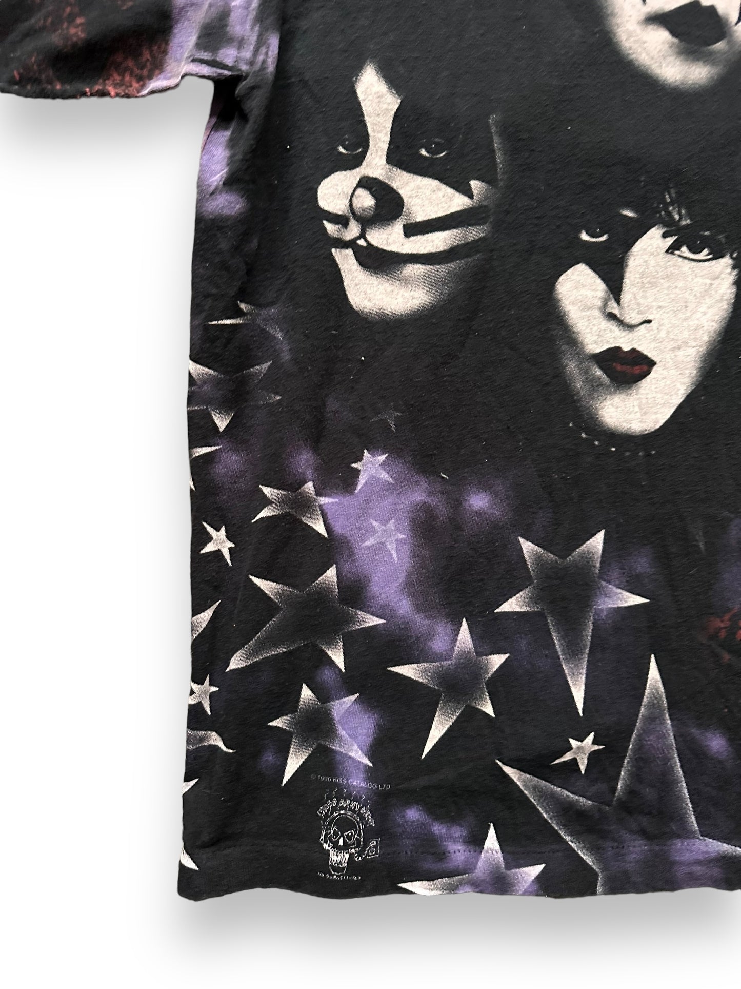 Lower Front Right View of Vintage KISS 1996-97 Tour Tee Size L | Barn Owl Vintage Clothing | Vintage Rock Tees Seattle