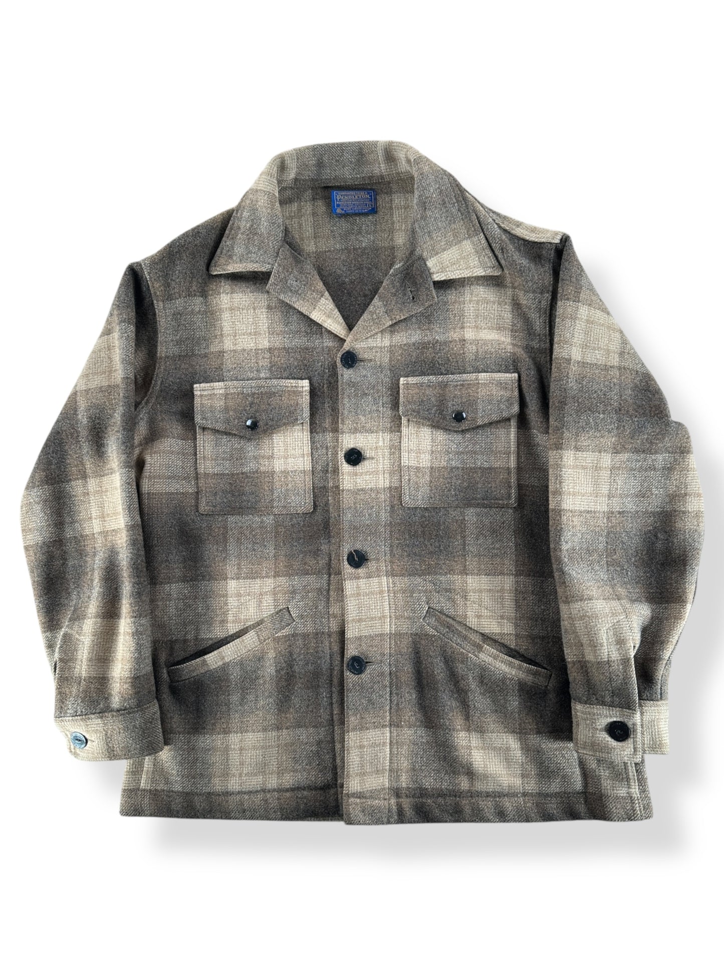 Front of Vintage Pendleton Tan and Brown Jacket SZ L