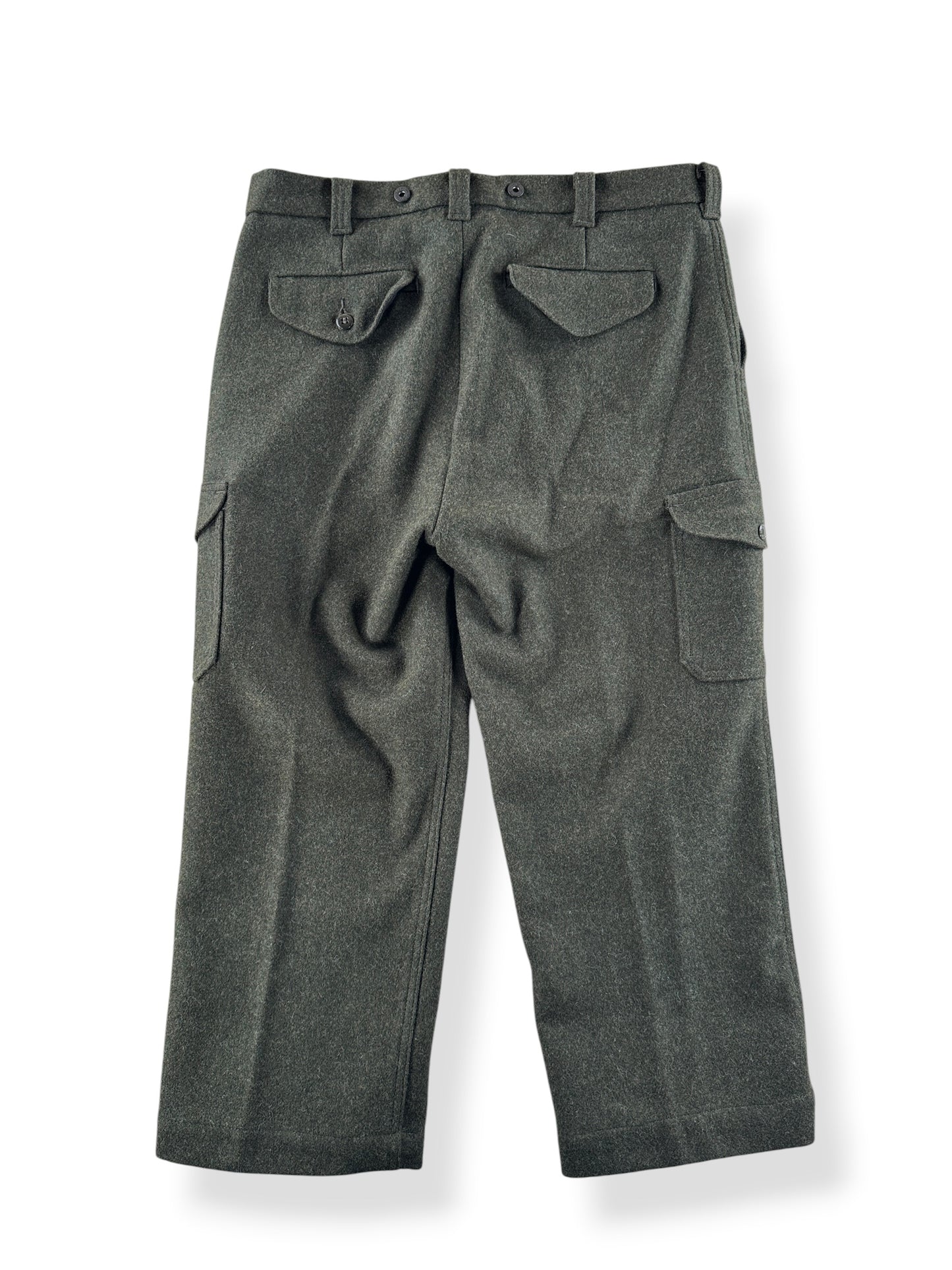 Back of Filson Forest Green Mackinaw Wool Field Pants W36 (Fits W38)