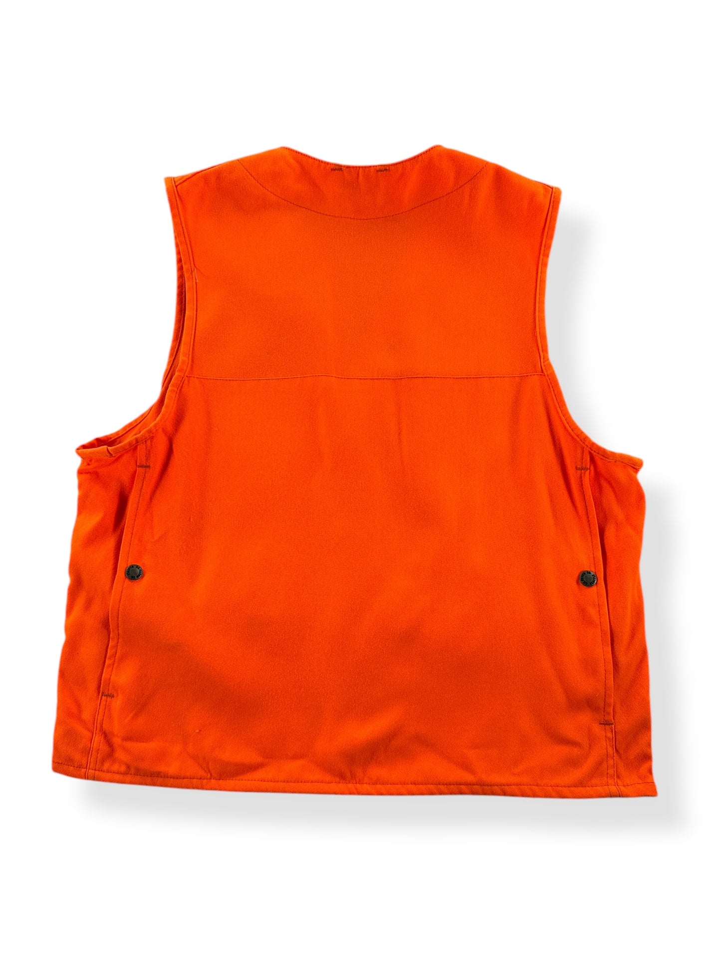Back of Modern Filson Style 12 Blaze Orange Vest SZ 40