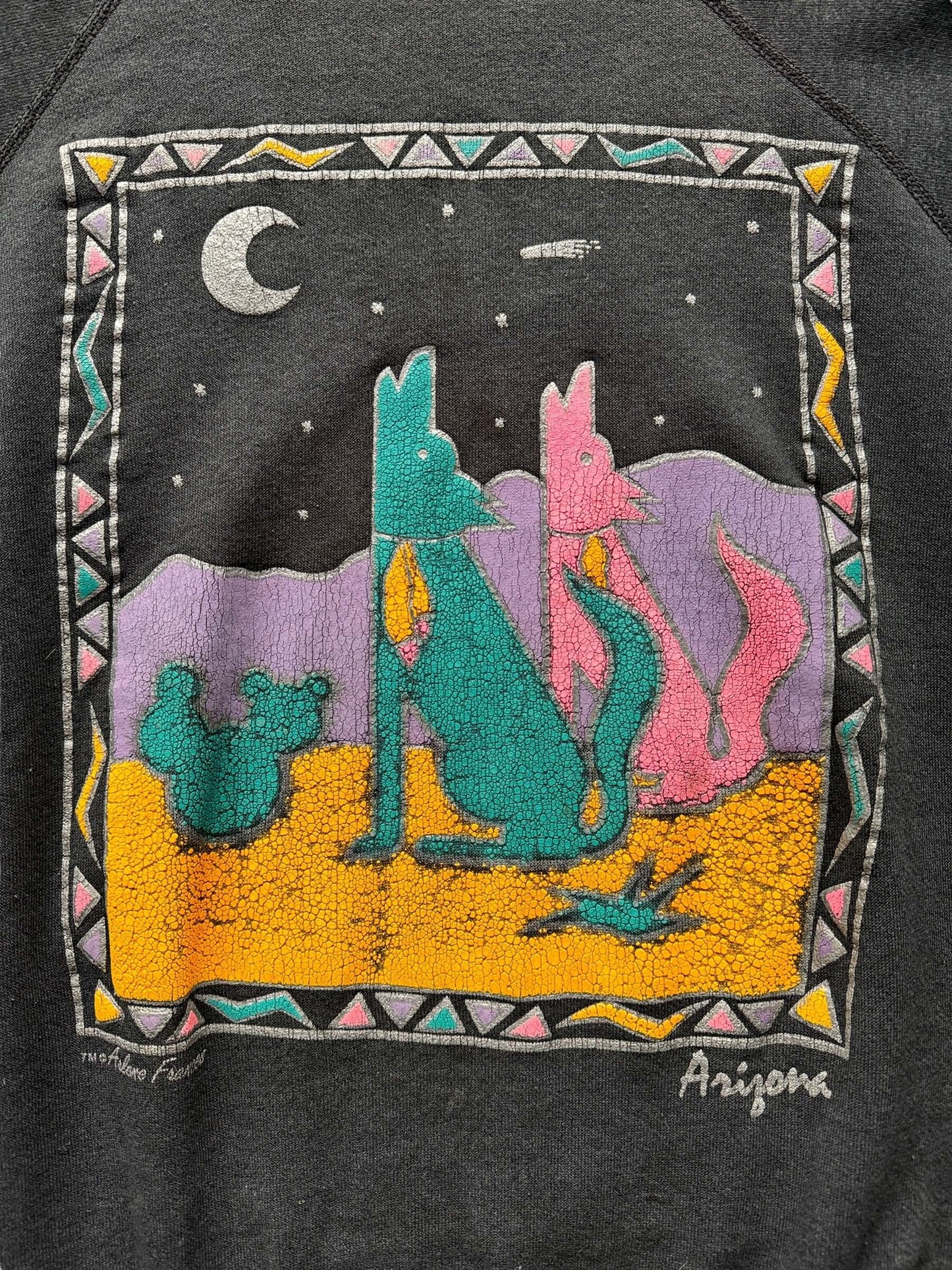 Graphic of Vintage Arizona Wolf Art Crewneck SZ XL
