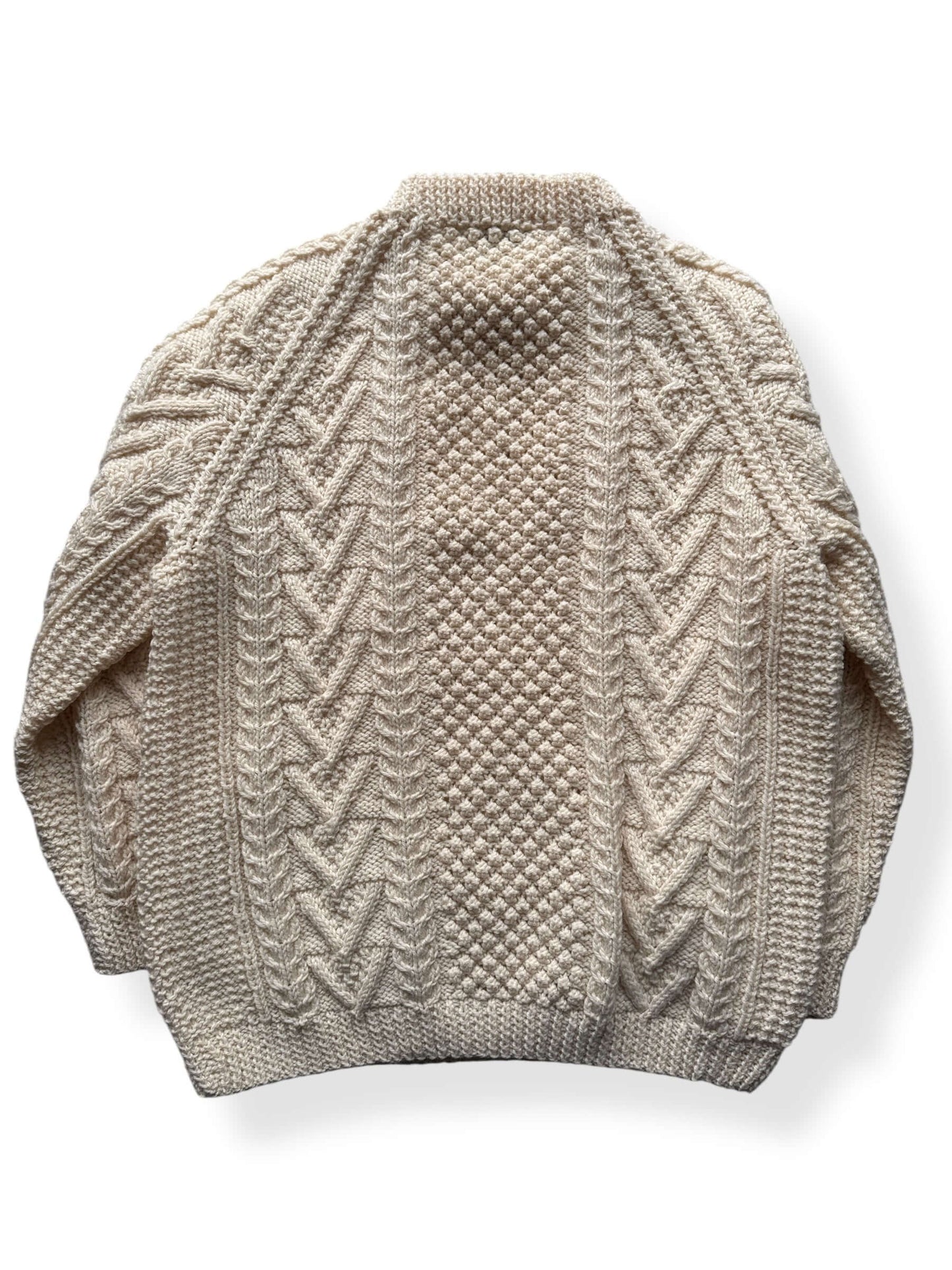 Back of Vintage Carrick Fin Irish Cable Knit Aran Fishermans Sweater SZ XL