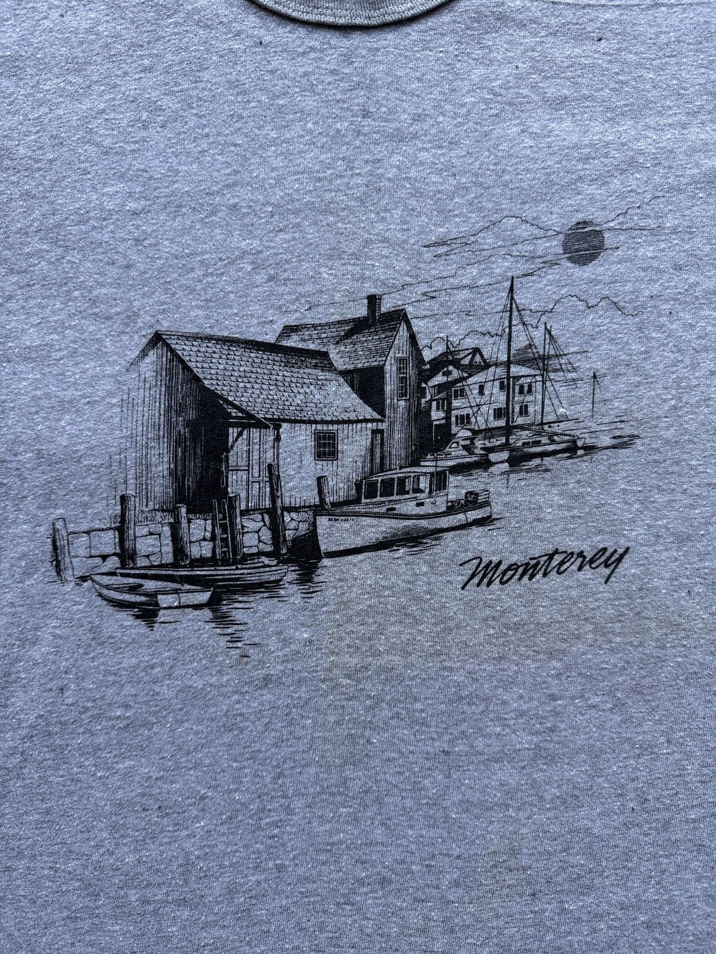 front graphic of Vintage Monterey California Wharf Tee SZ L