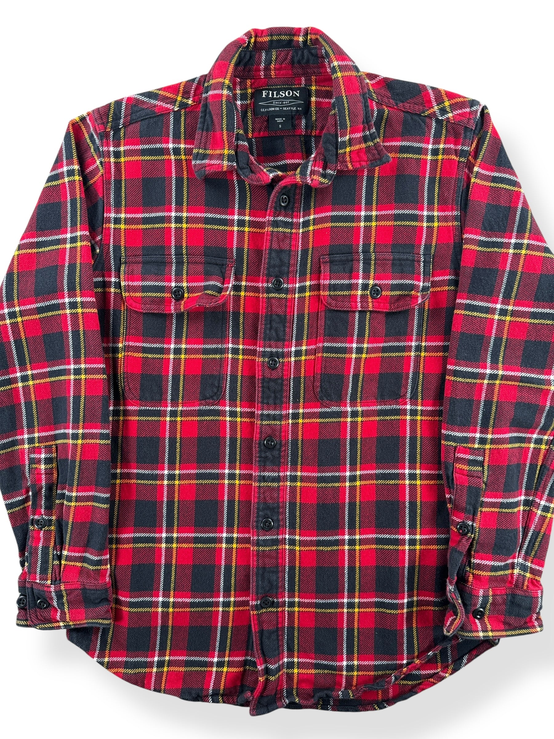 Front Close Up of Filson Cotton Flannel Work Shirt SZ S