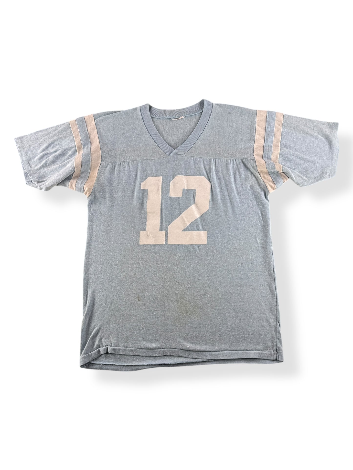 Front of Vintage Robin's Egg Blue "12" Football Jersey SZ M