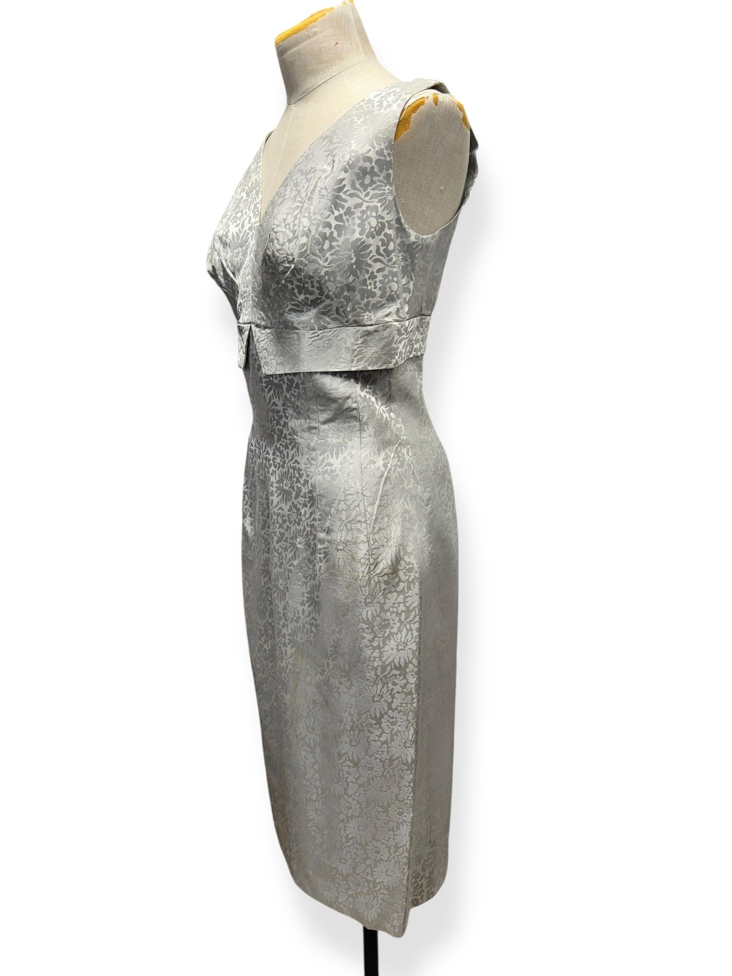 Side view of 1950s Lilli Diamond Silver Cocktail Dress and Coat L
