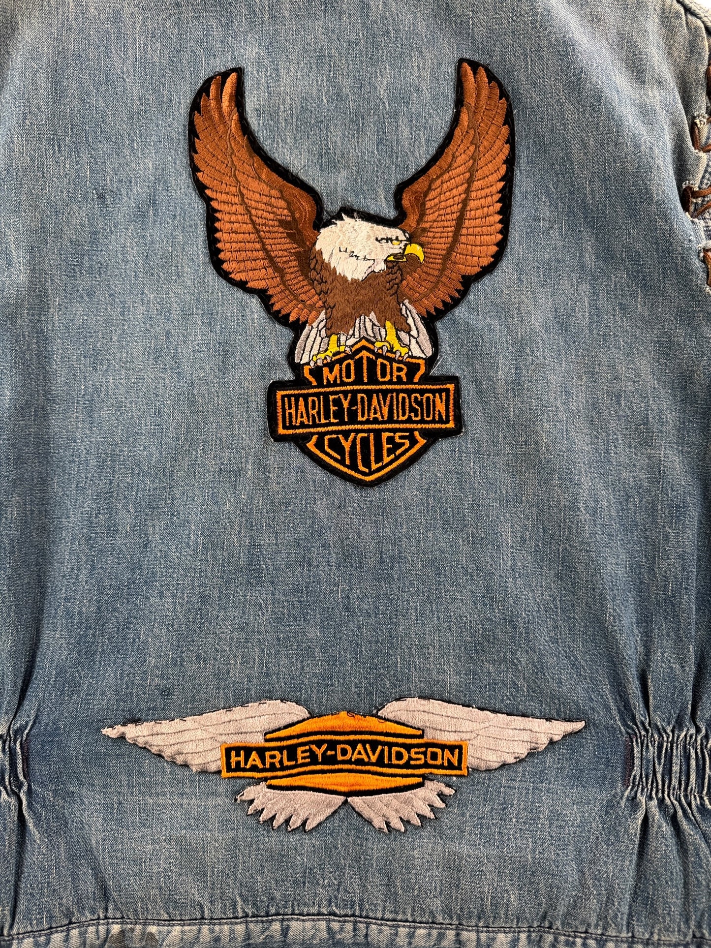 Back patches on Vintage 50s Hurcules Denim Biker Vest SZ L - AS IS